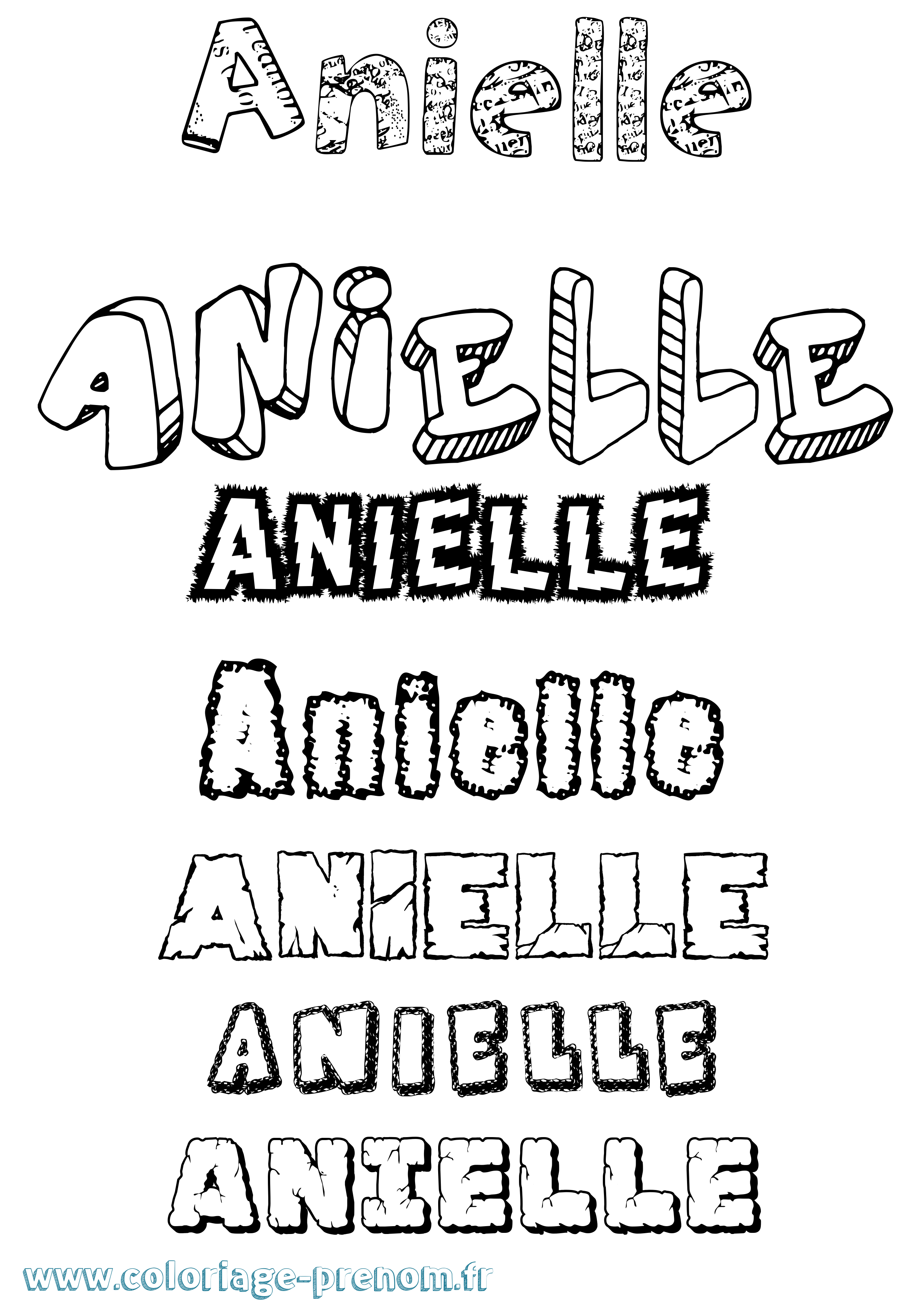Coloriage prénom Anielle Destructuré