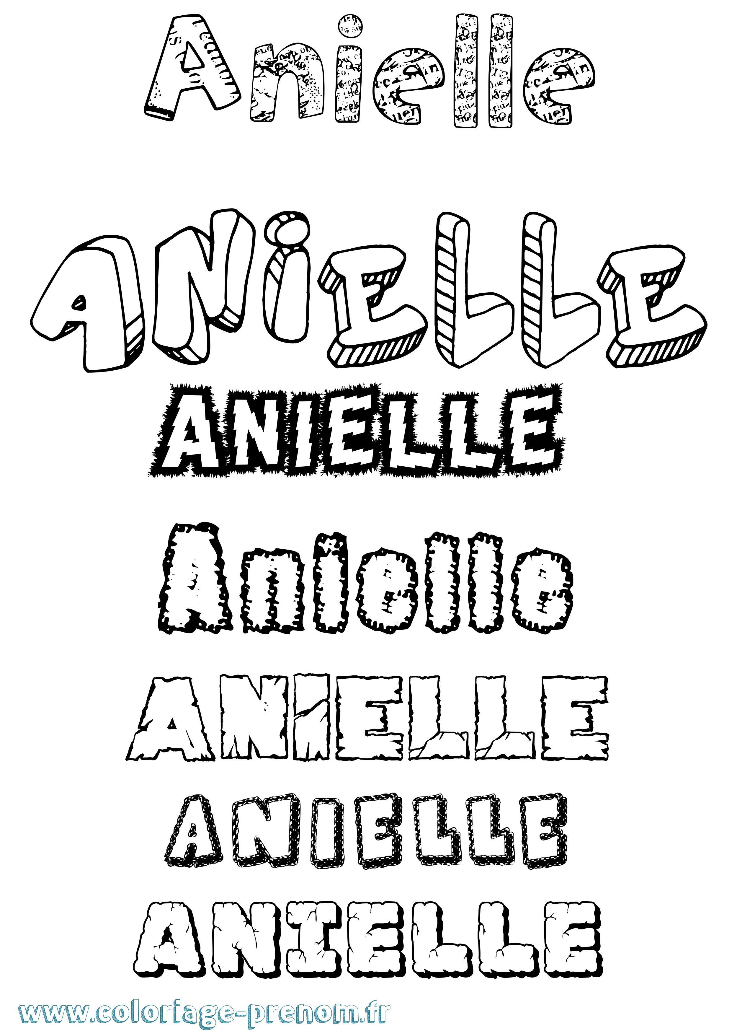 Coloriage Anielle Destructuré Coloriage prénom Anielle Destructuré