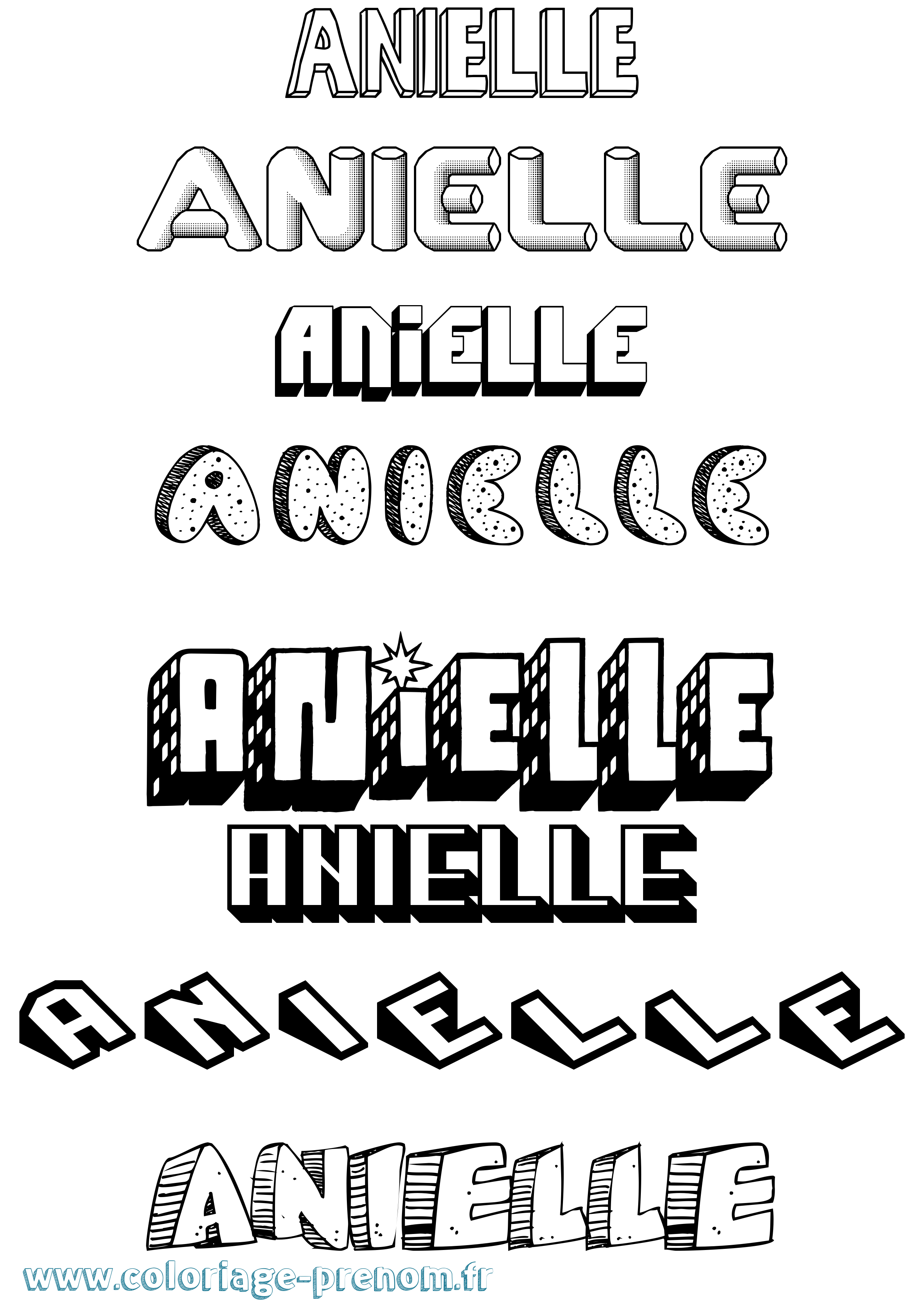 Coloriage Anielle Effet 3D Coloriage prénom Anielle Effet 3D