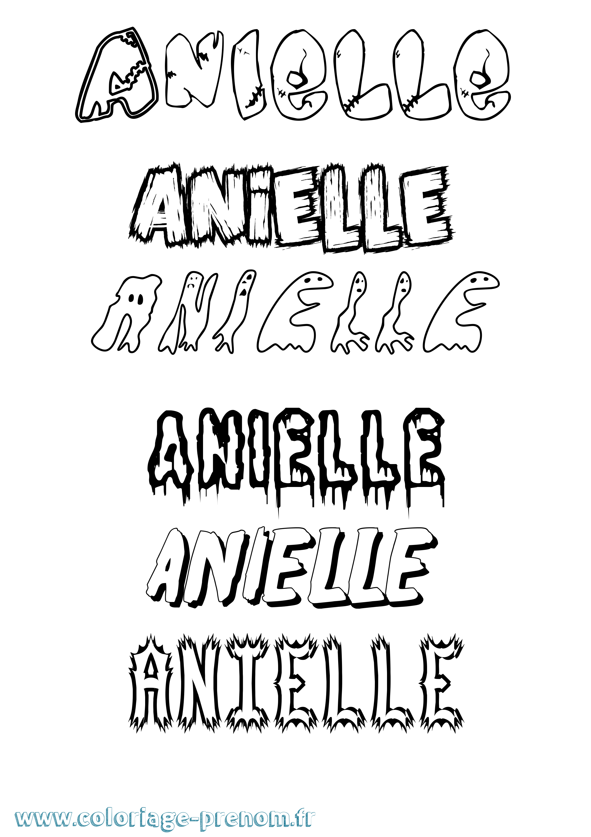 Coloriage prénom Anielle Frisson