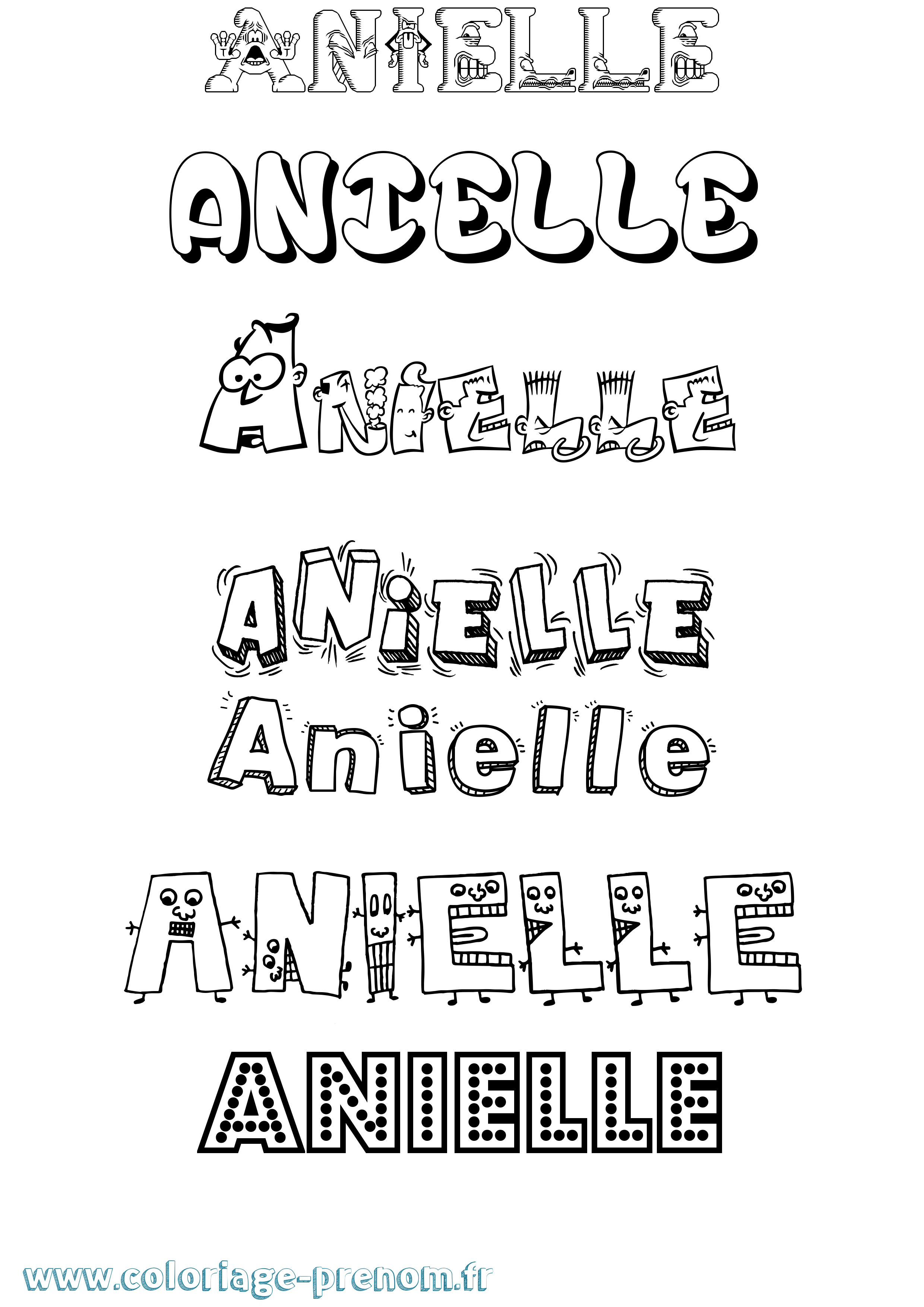 Coloriage prénom Anielle Fun