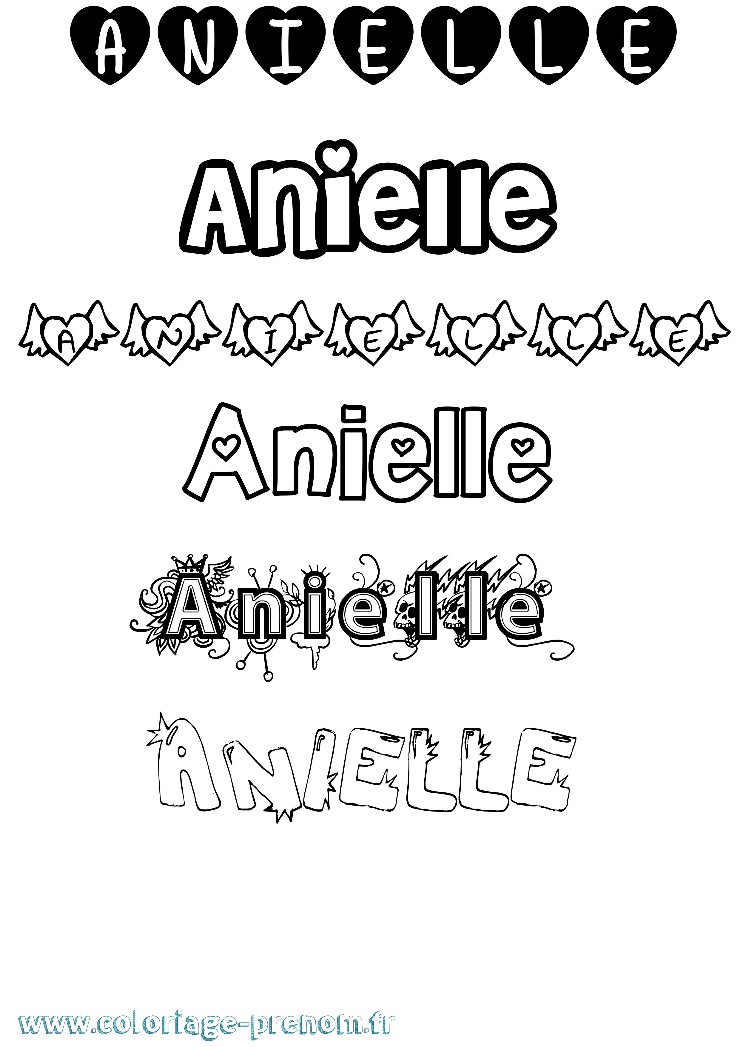 Coloriage Anielle Girly Coloriage prénom Anielle Girly