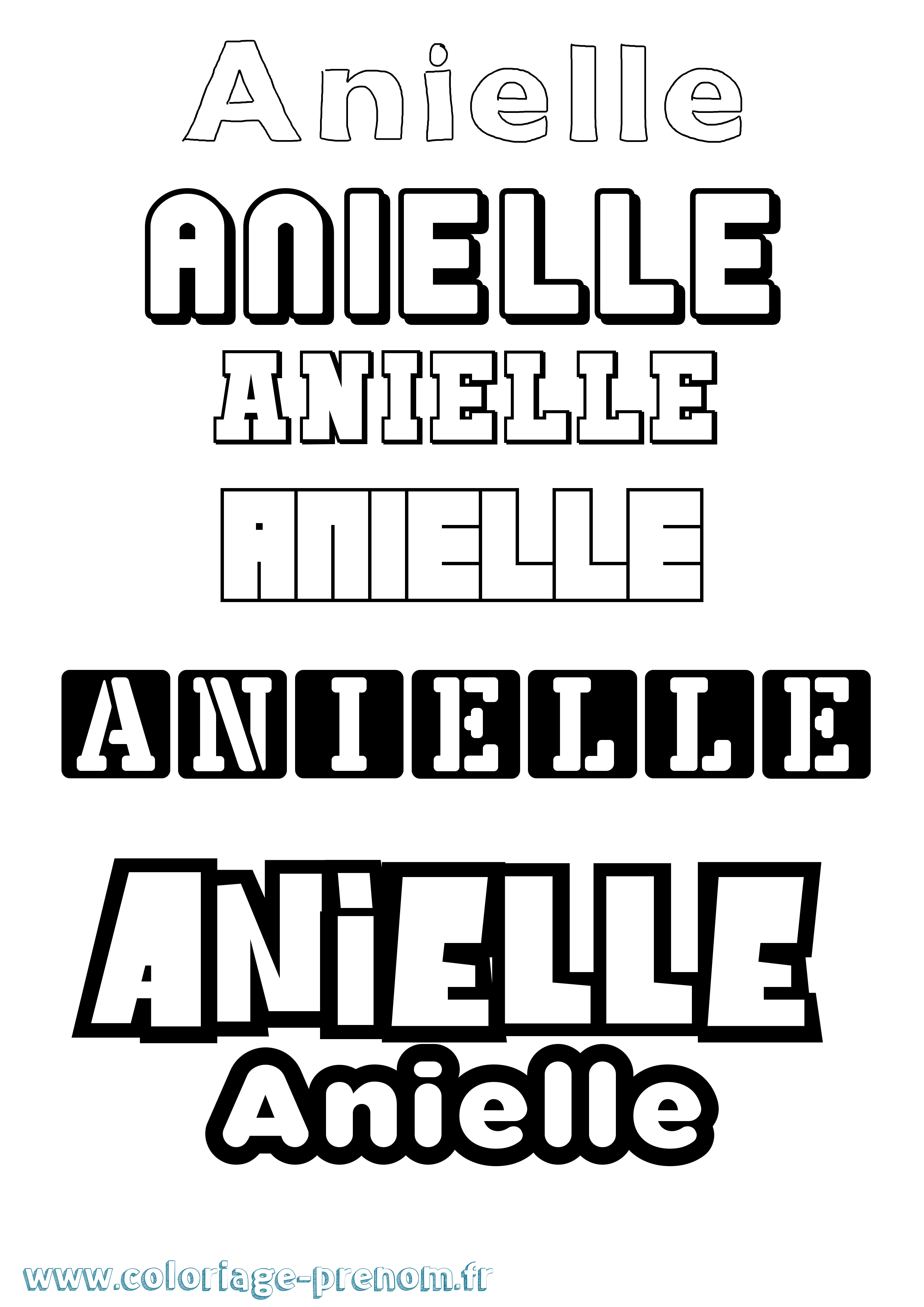 Coloriage Anielle Simple Coloriage prénom Anielle Simple