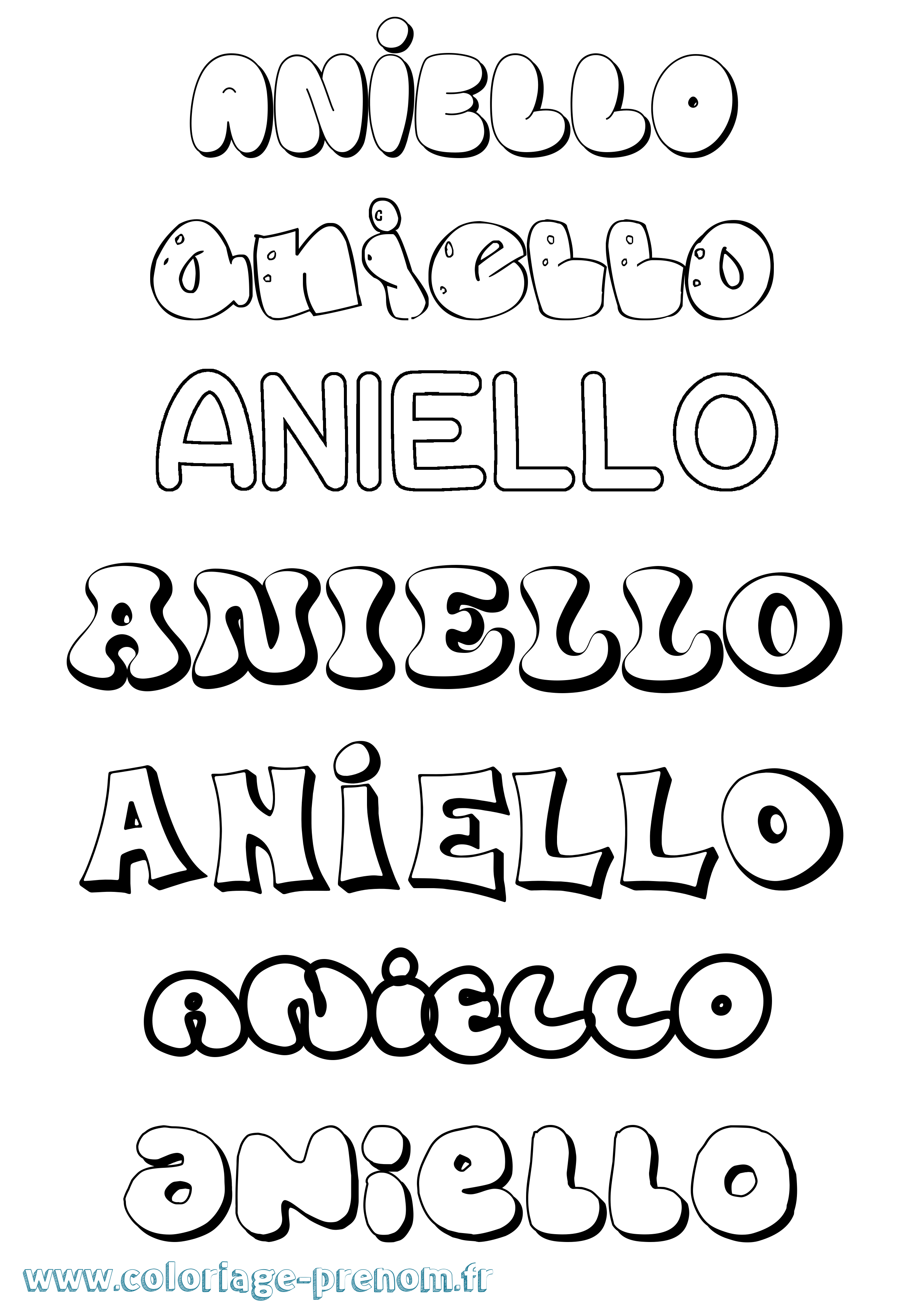 Coloriage prénom Aniello Bubble