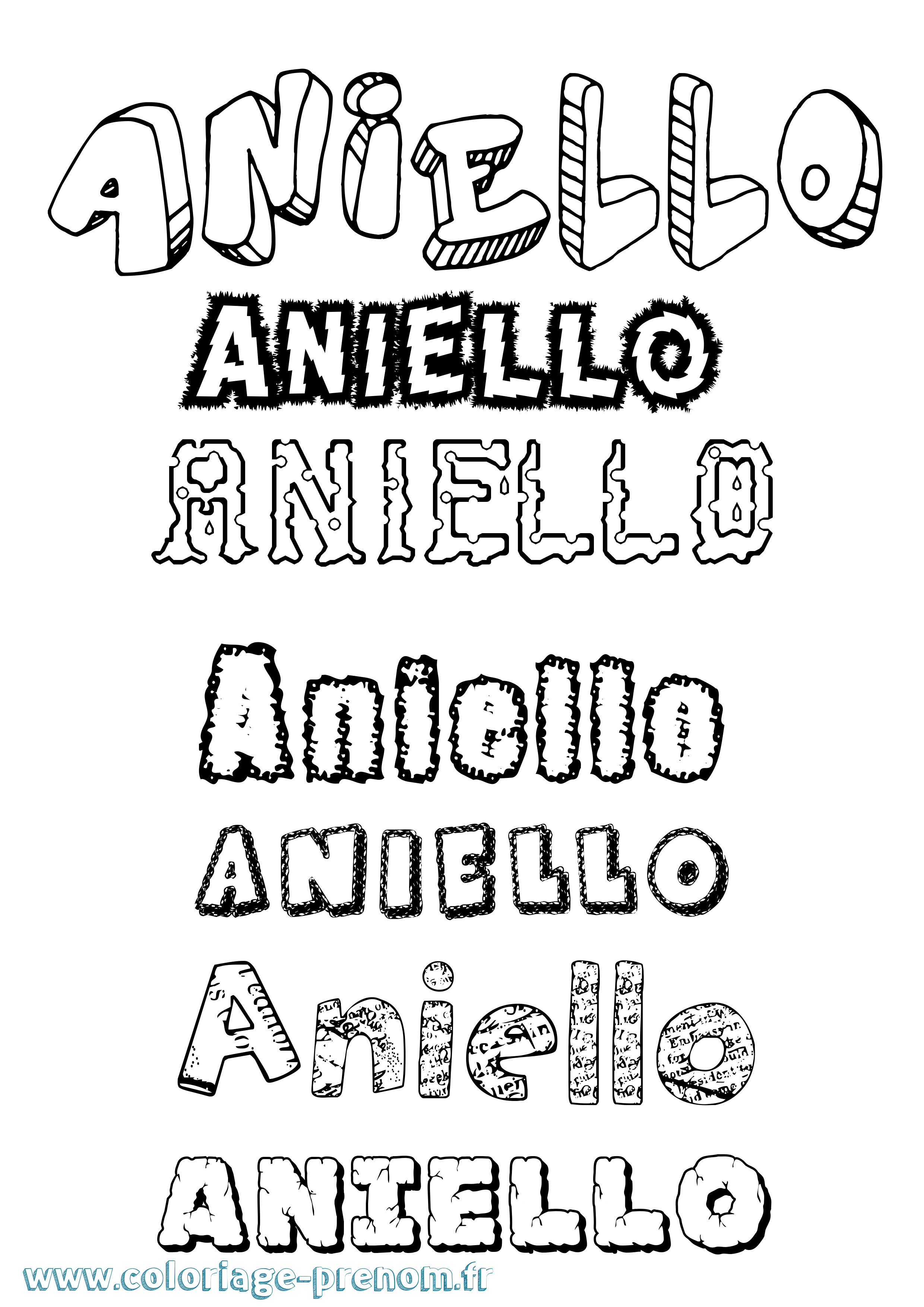 Coloriage prénom Aniello Destructuré