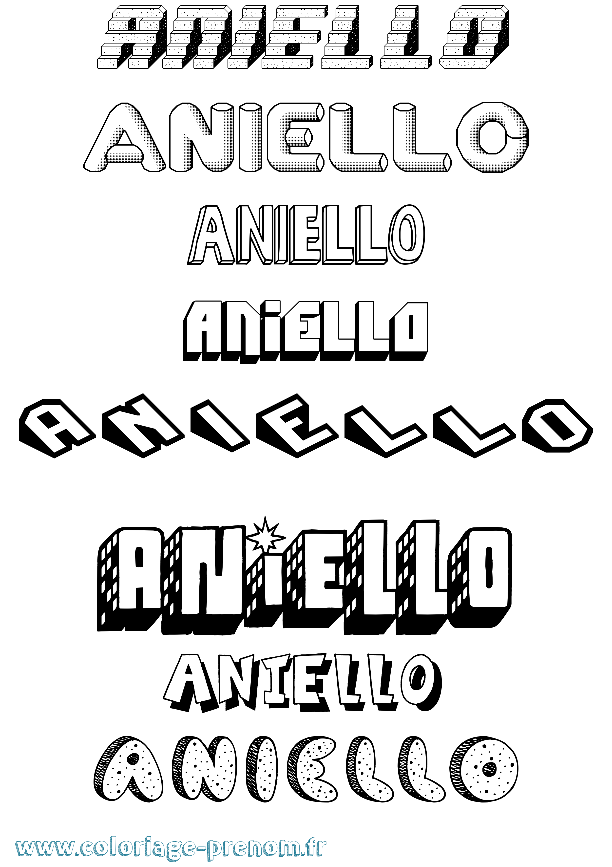 Coloriage prénom Aniello Effet 3D