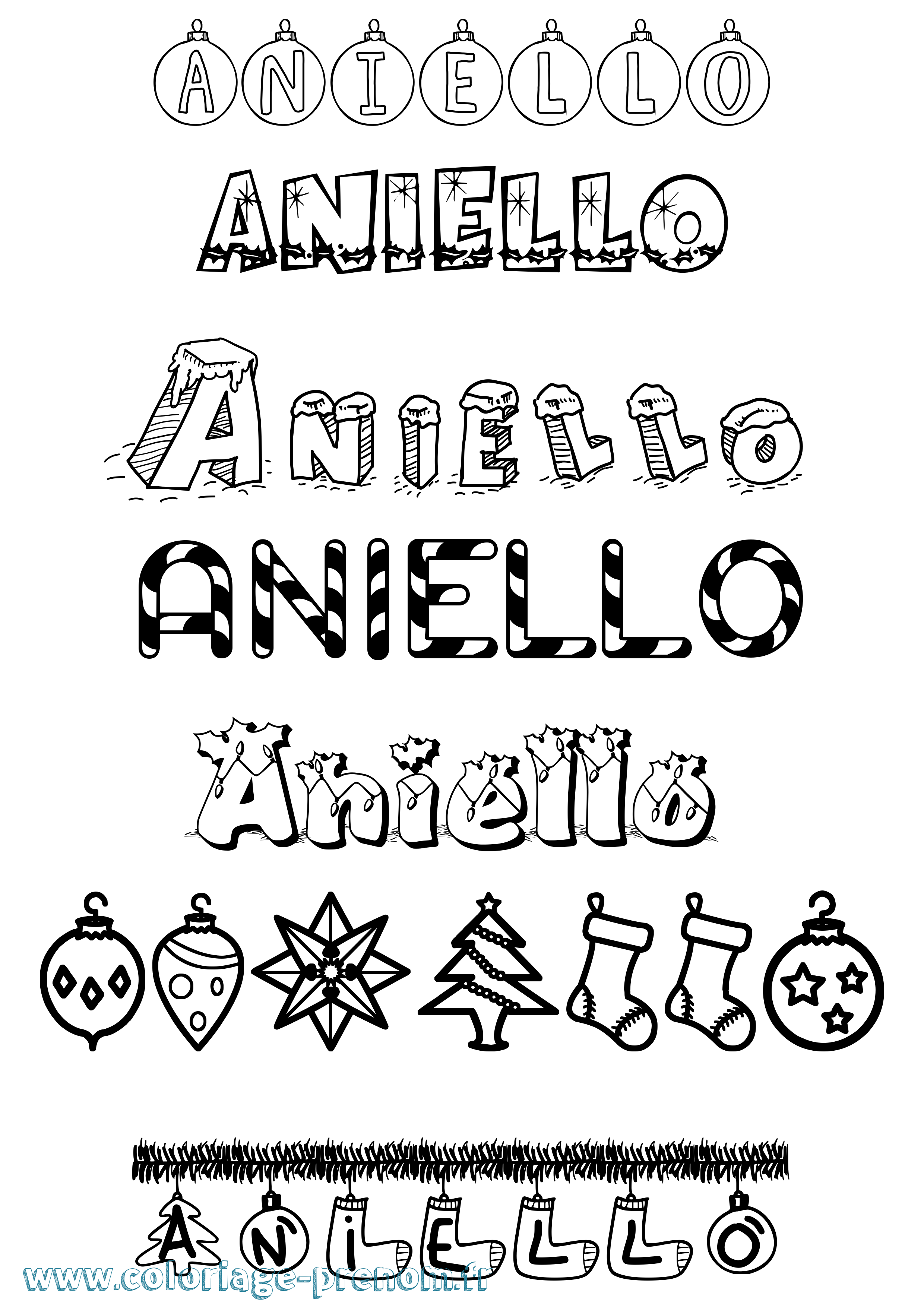 Coloriage prénom Aniello Noël