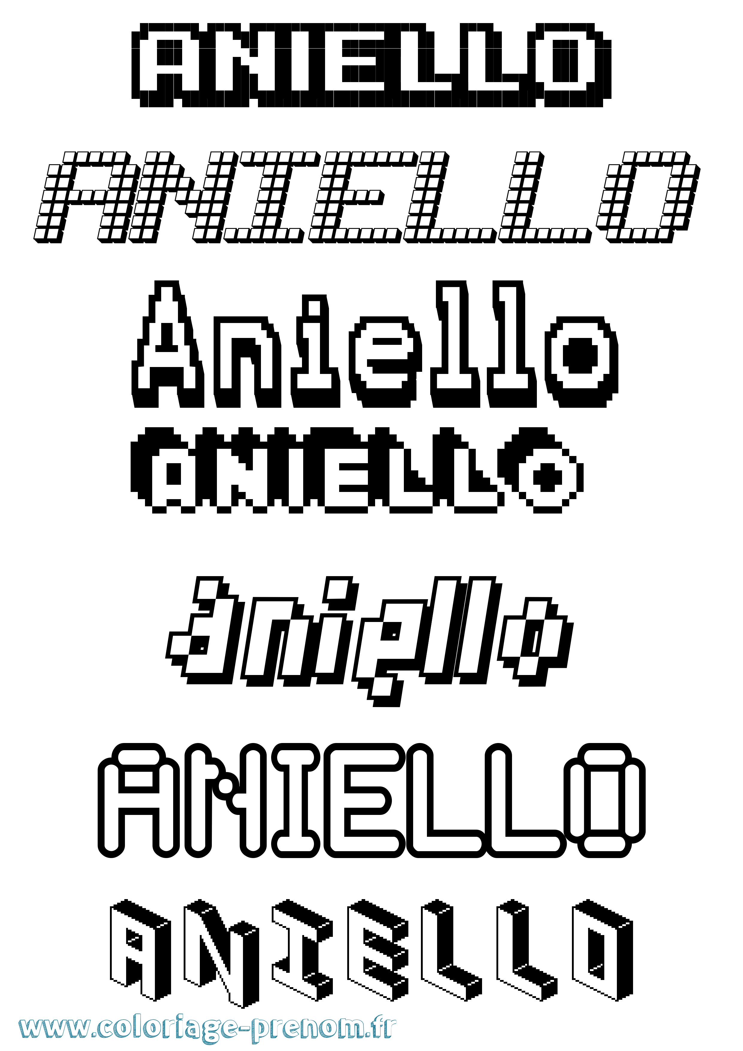 Coloriage prénom Aniello Pixel