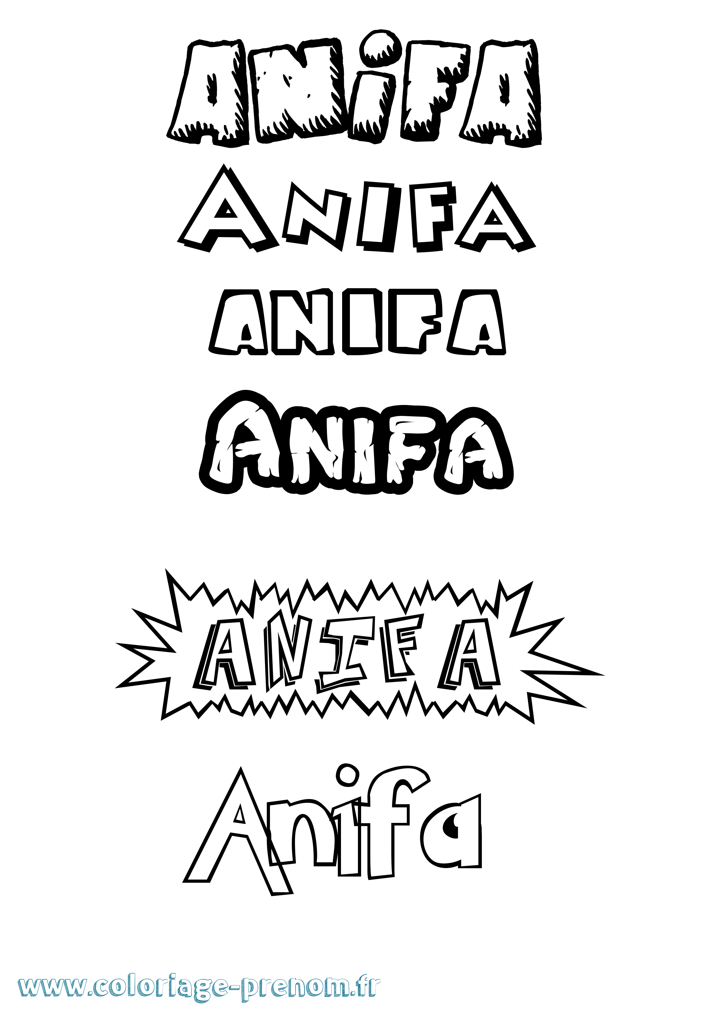Coloriage prénom Anifa Dessin Animé