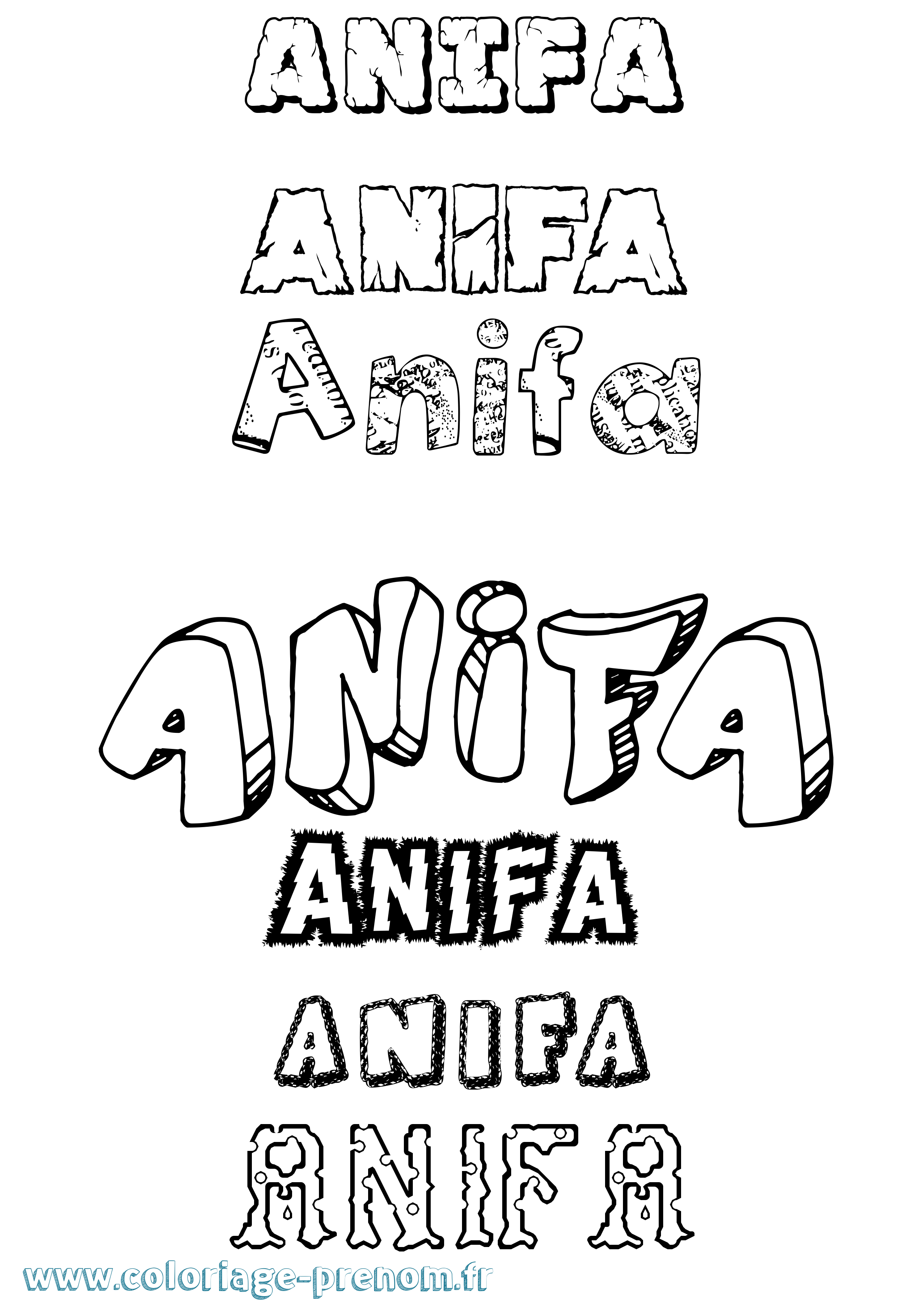 Coloriage prénom Anifa Destructuré