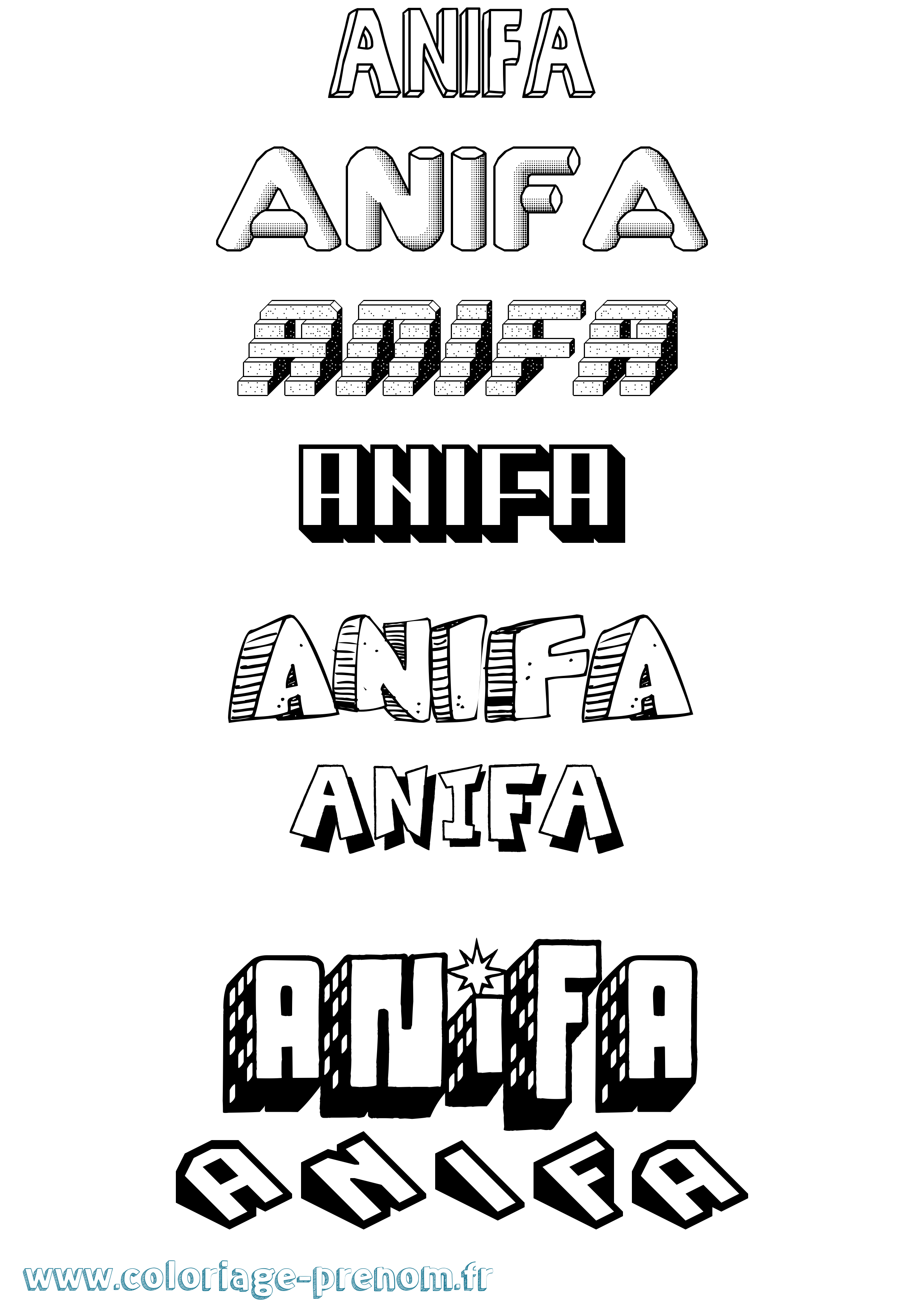 Coloriage prénom Anifa Effet 3D