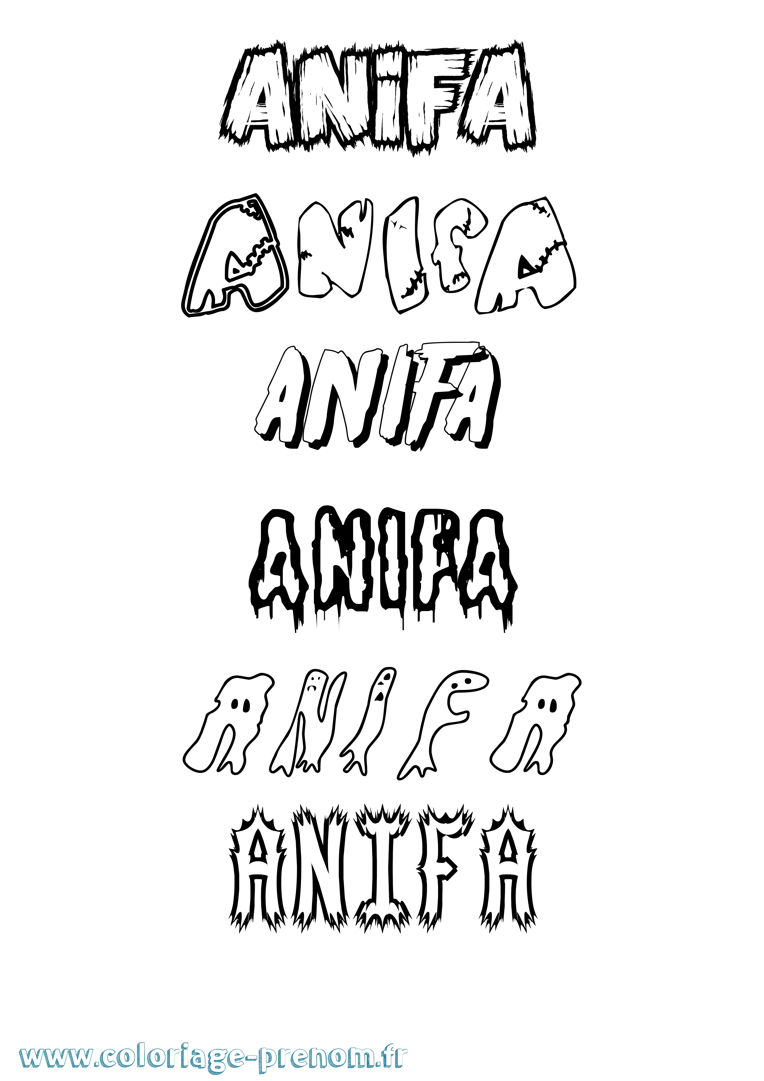 Coloriage prénom Anifa Frisson