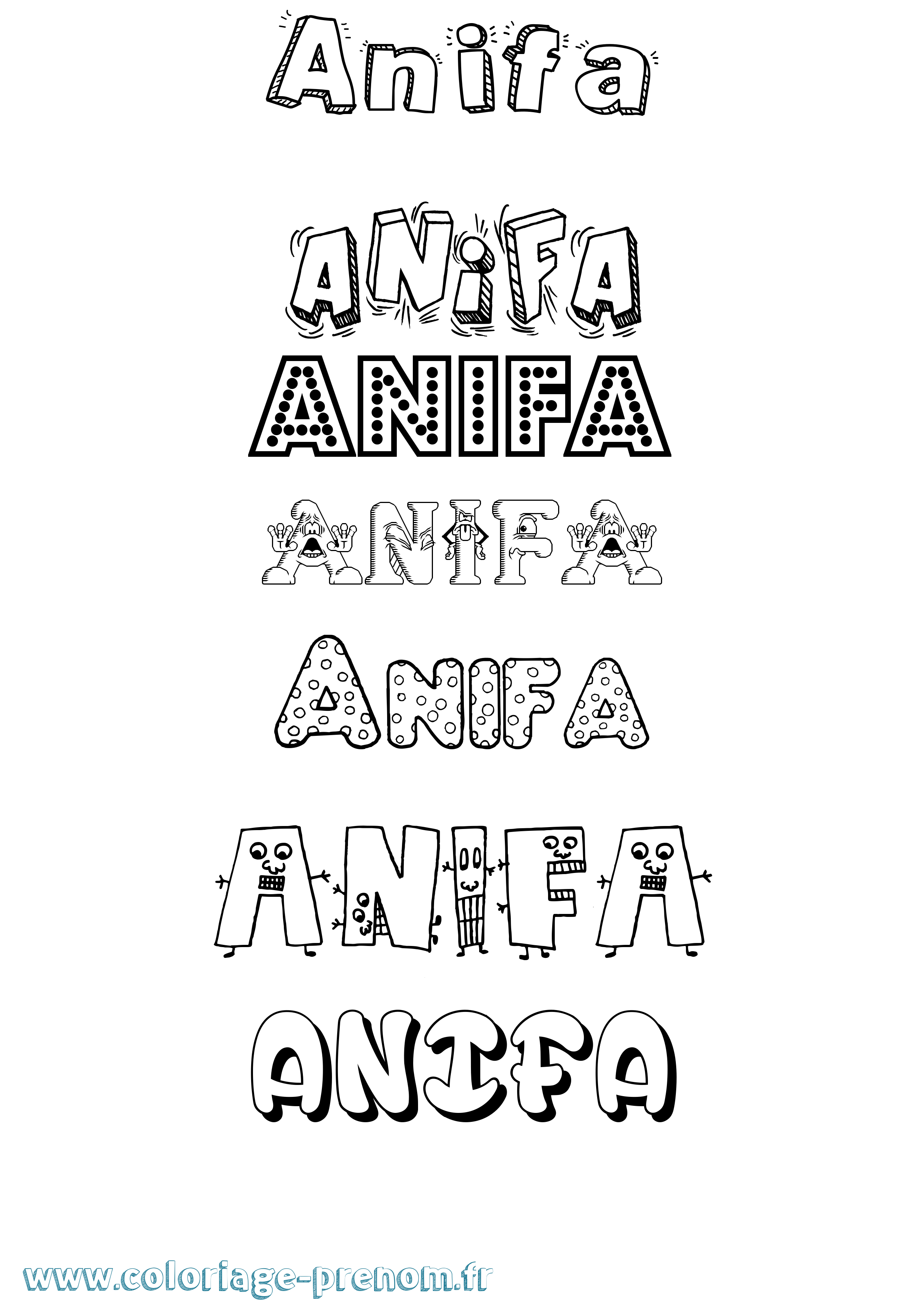 Coloriage prénom Anifa Fun