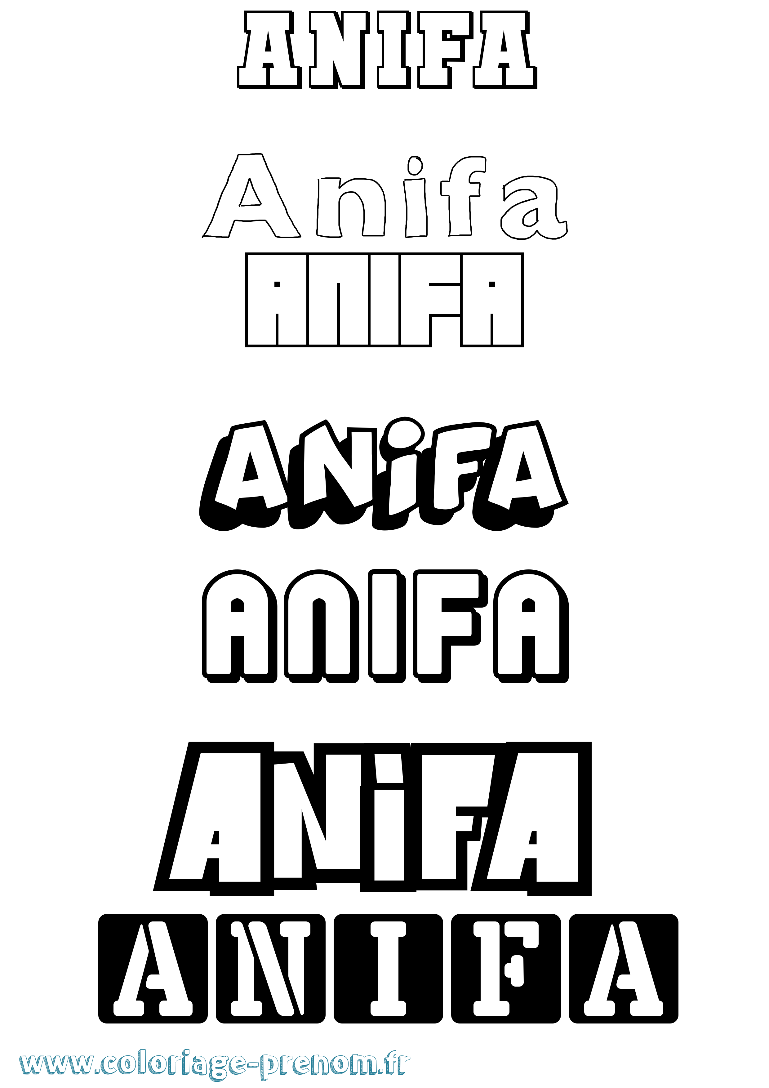 Coloriage prénom Anifa Simple