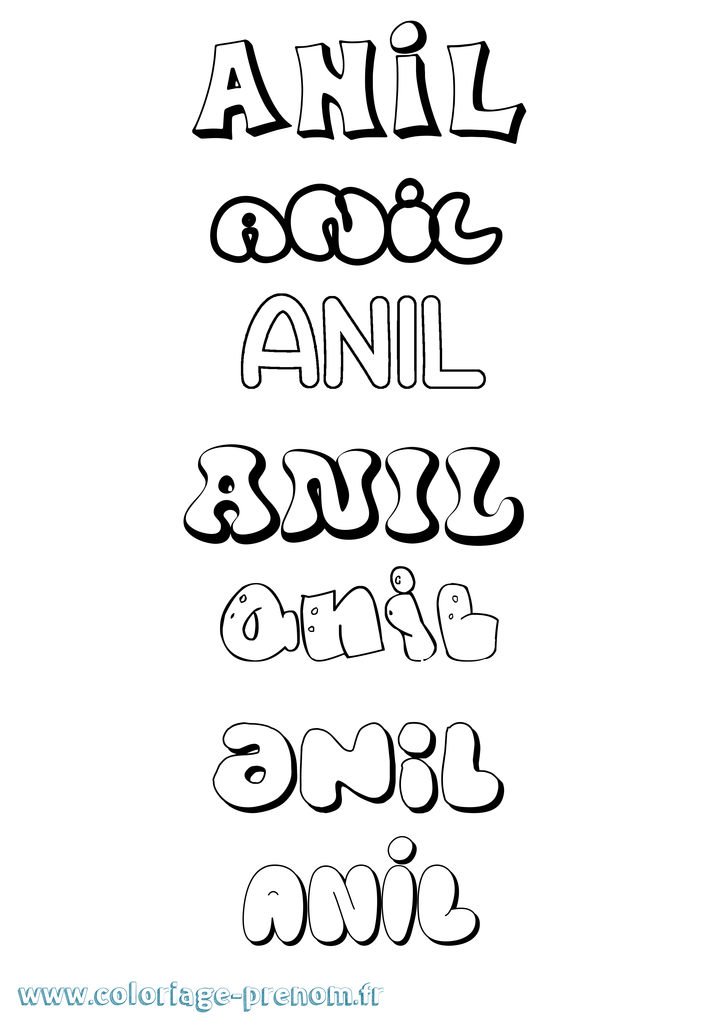 Coloriage prénom Anil Bubble
