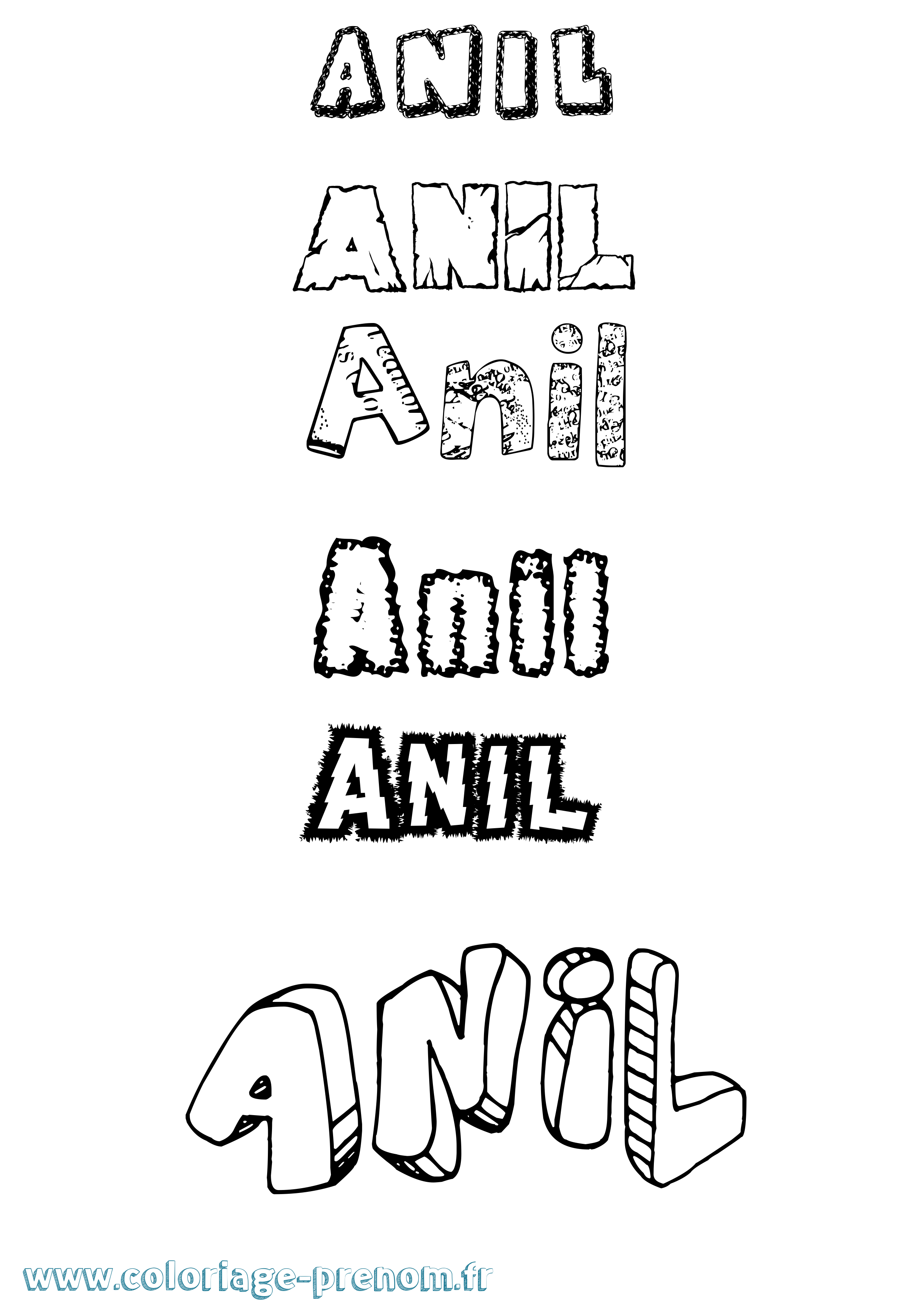 Coloriage prénom Anil Destructuré