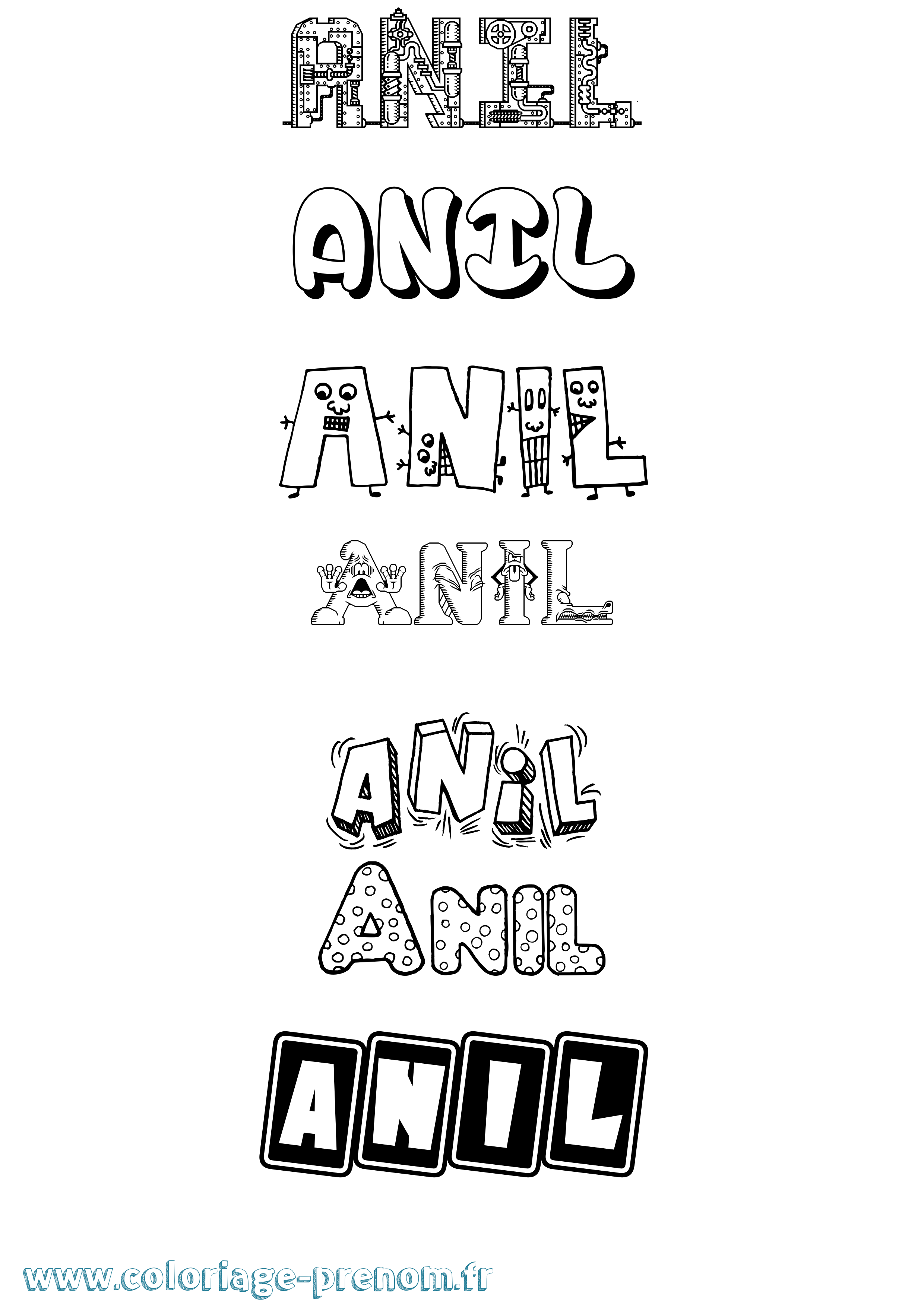 Coloriage prénom Anil Fun