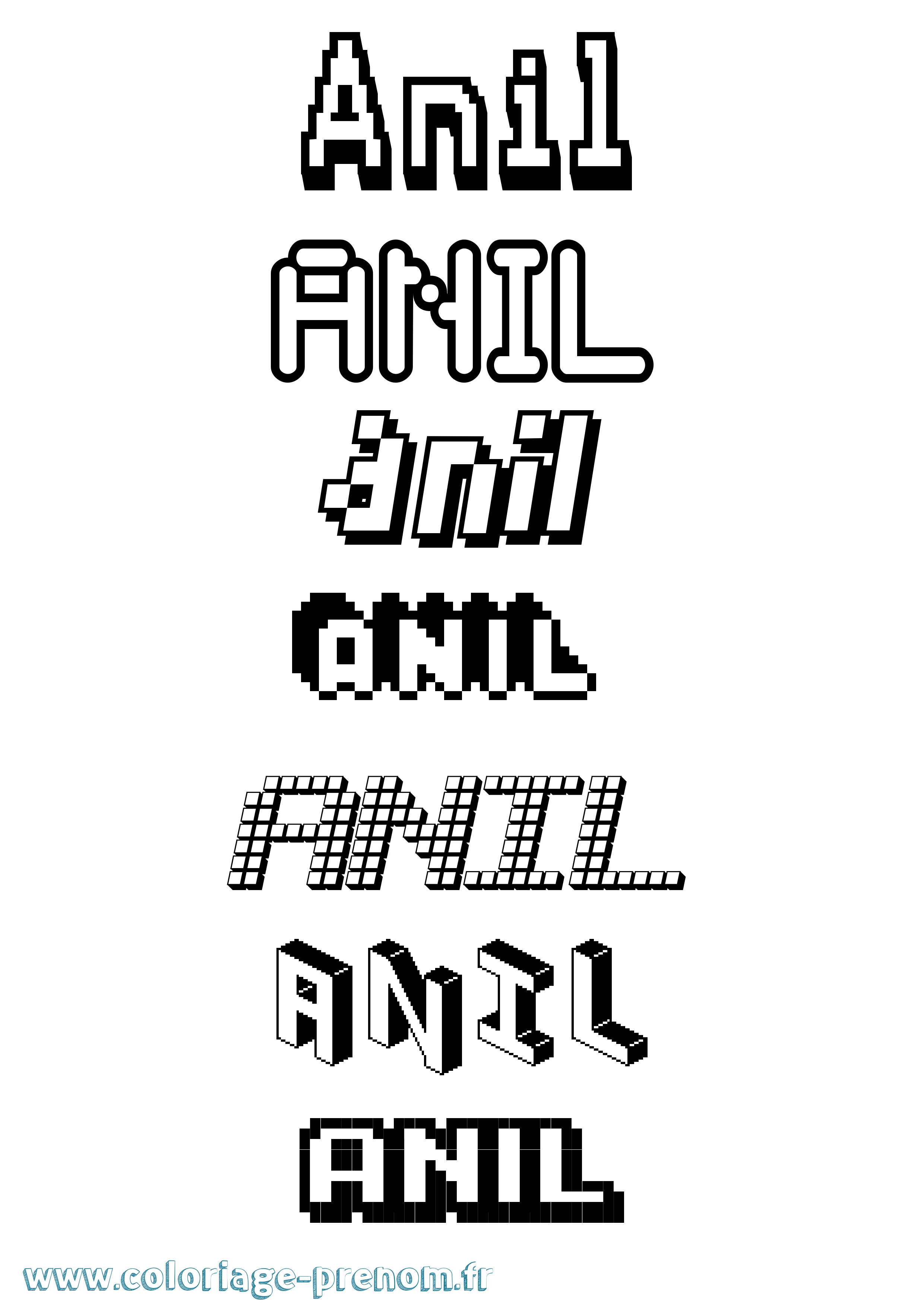 Coloriage prénom Anil Pixel