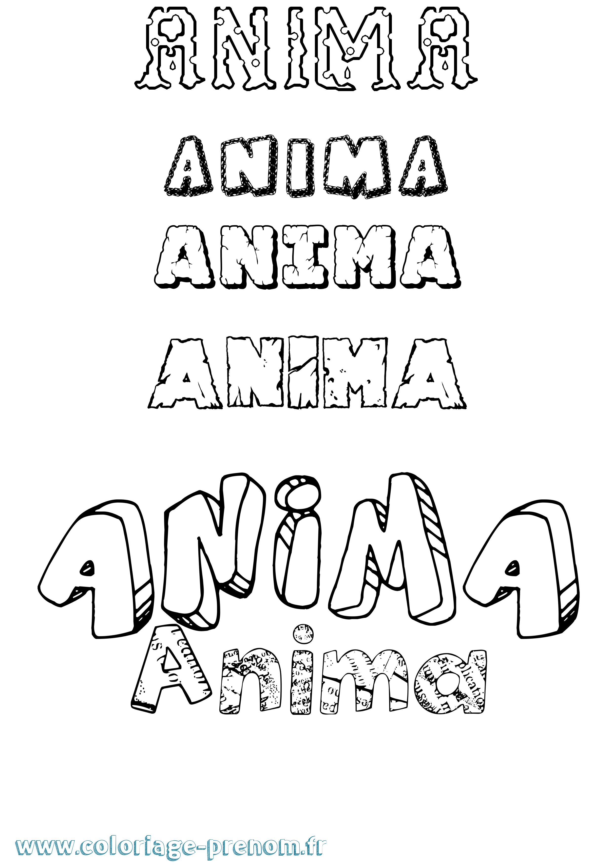 Coloriage prénom Anima Destructuré