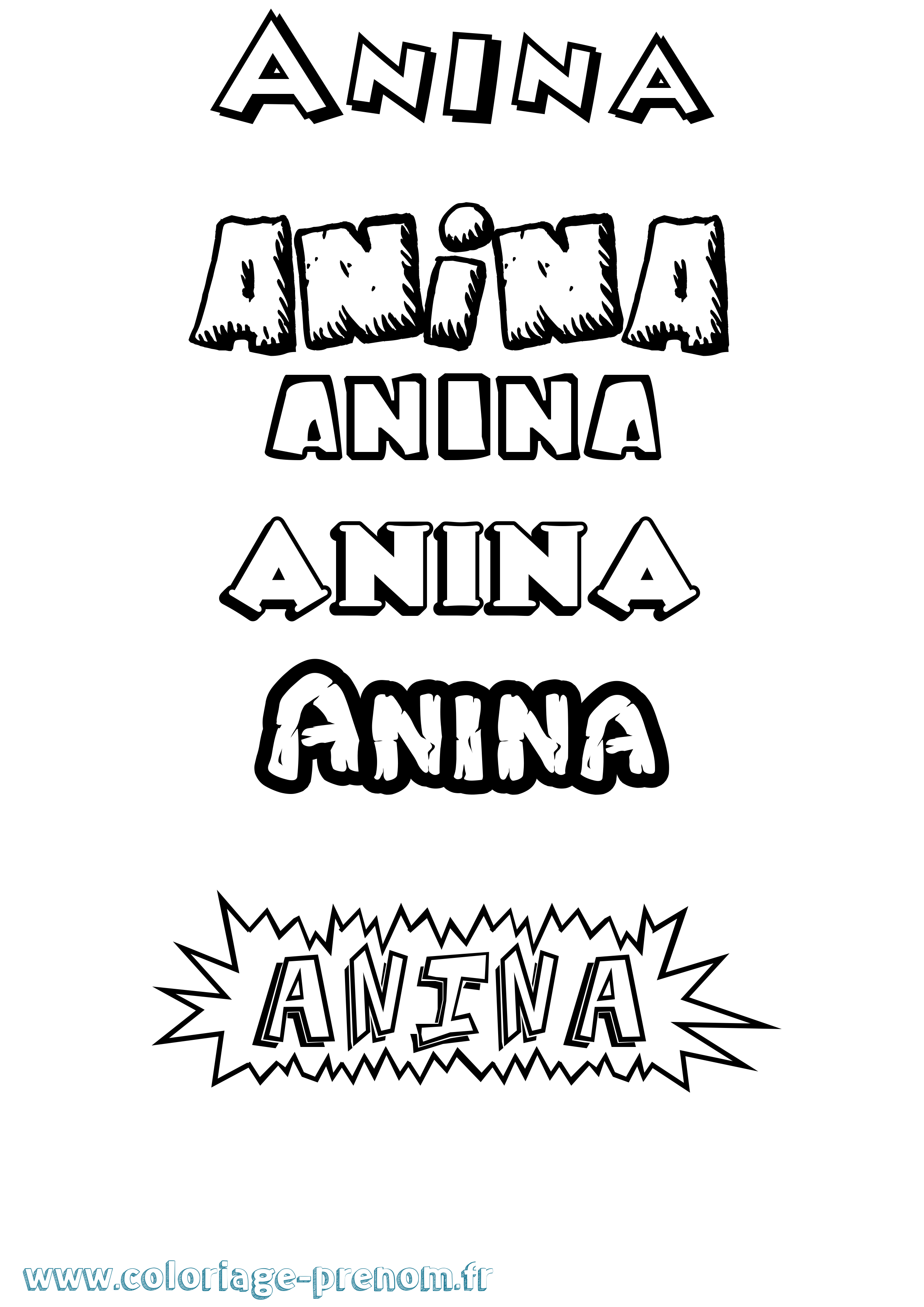 Coloriage prénom Anina Dessin Animé