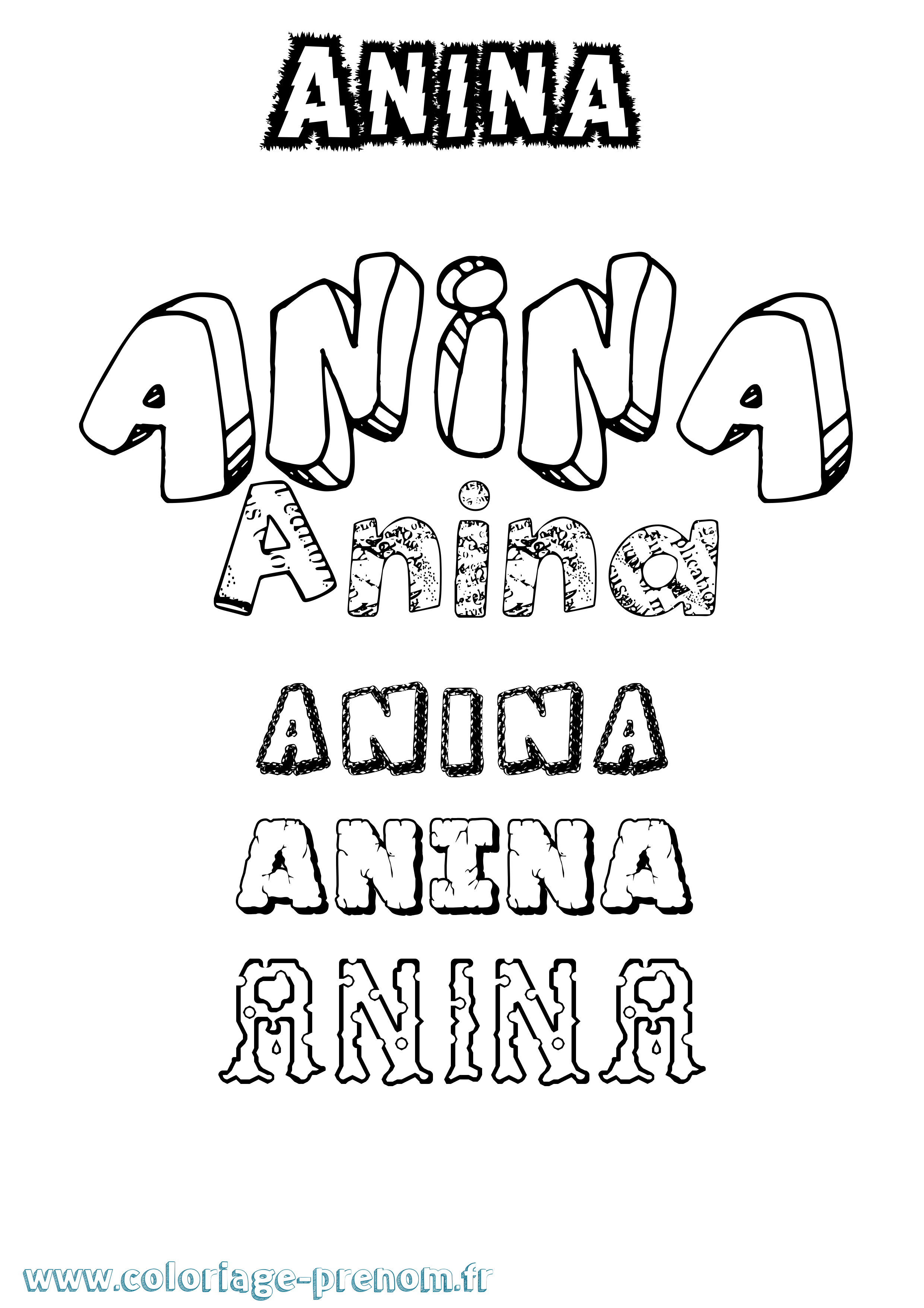 Coloriage prénom Anina Destructuré