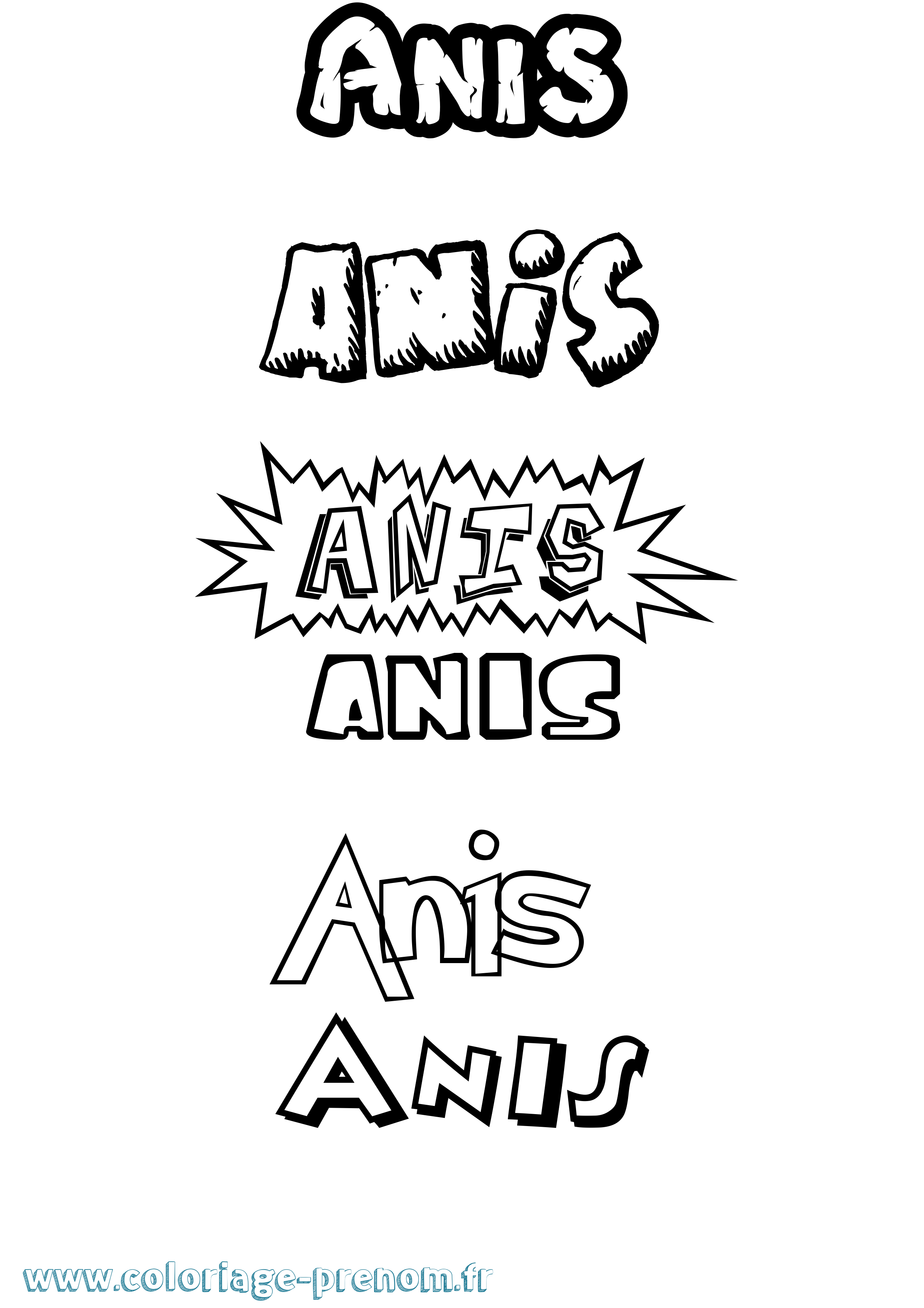 Coloriage prénom Anis
