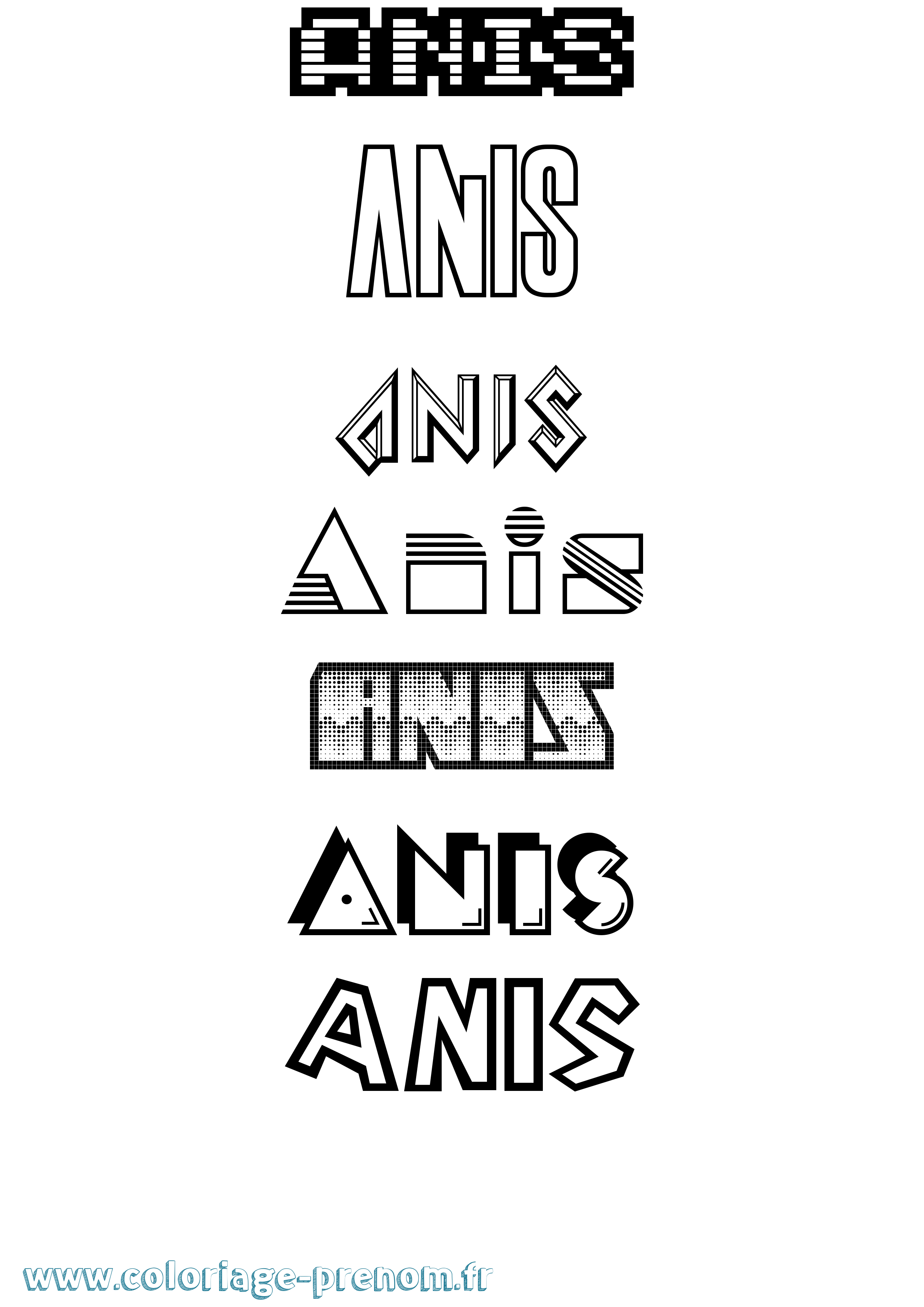 Coloriage prénom Anis