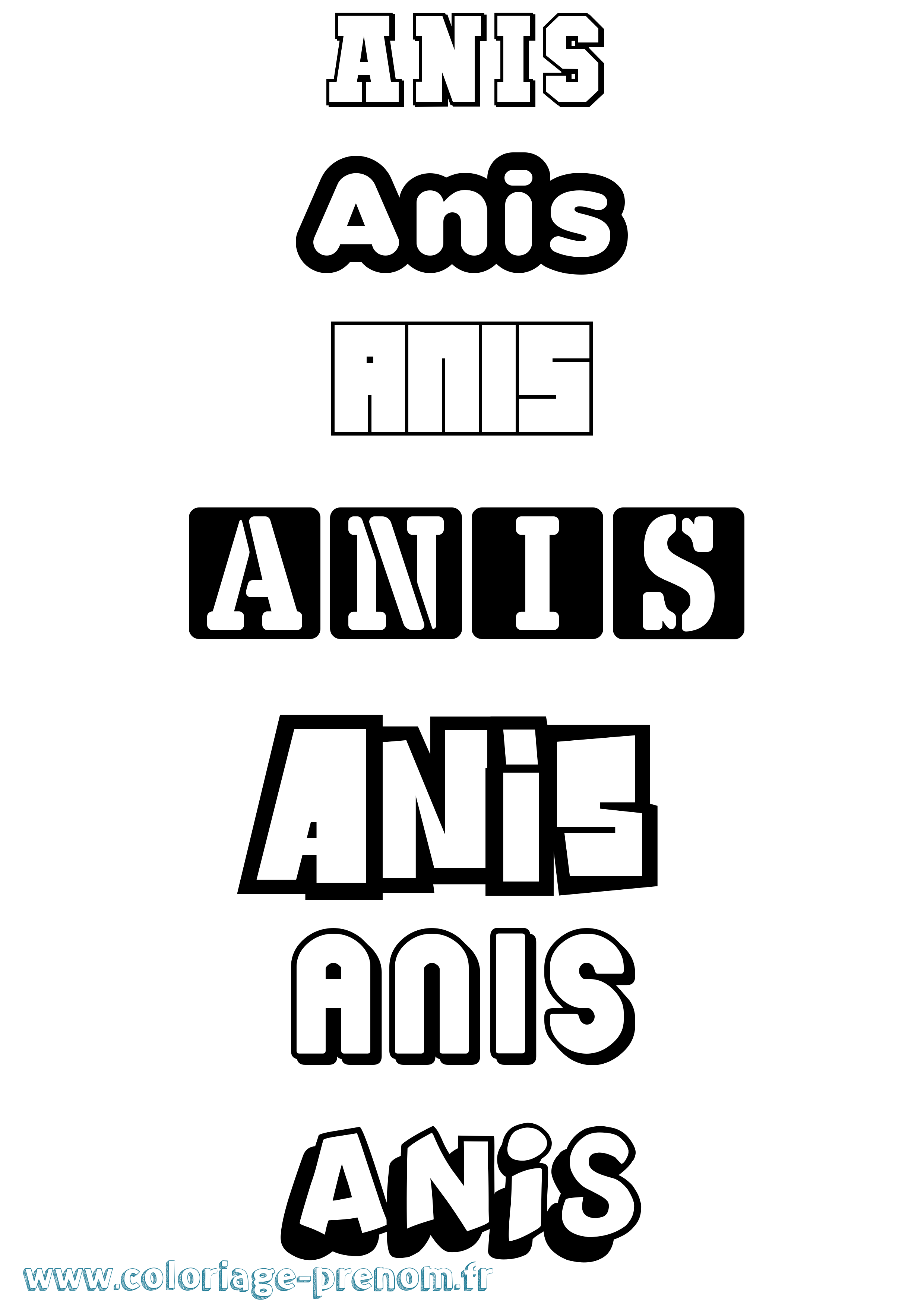 Coloriage prénom Anis Simple