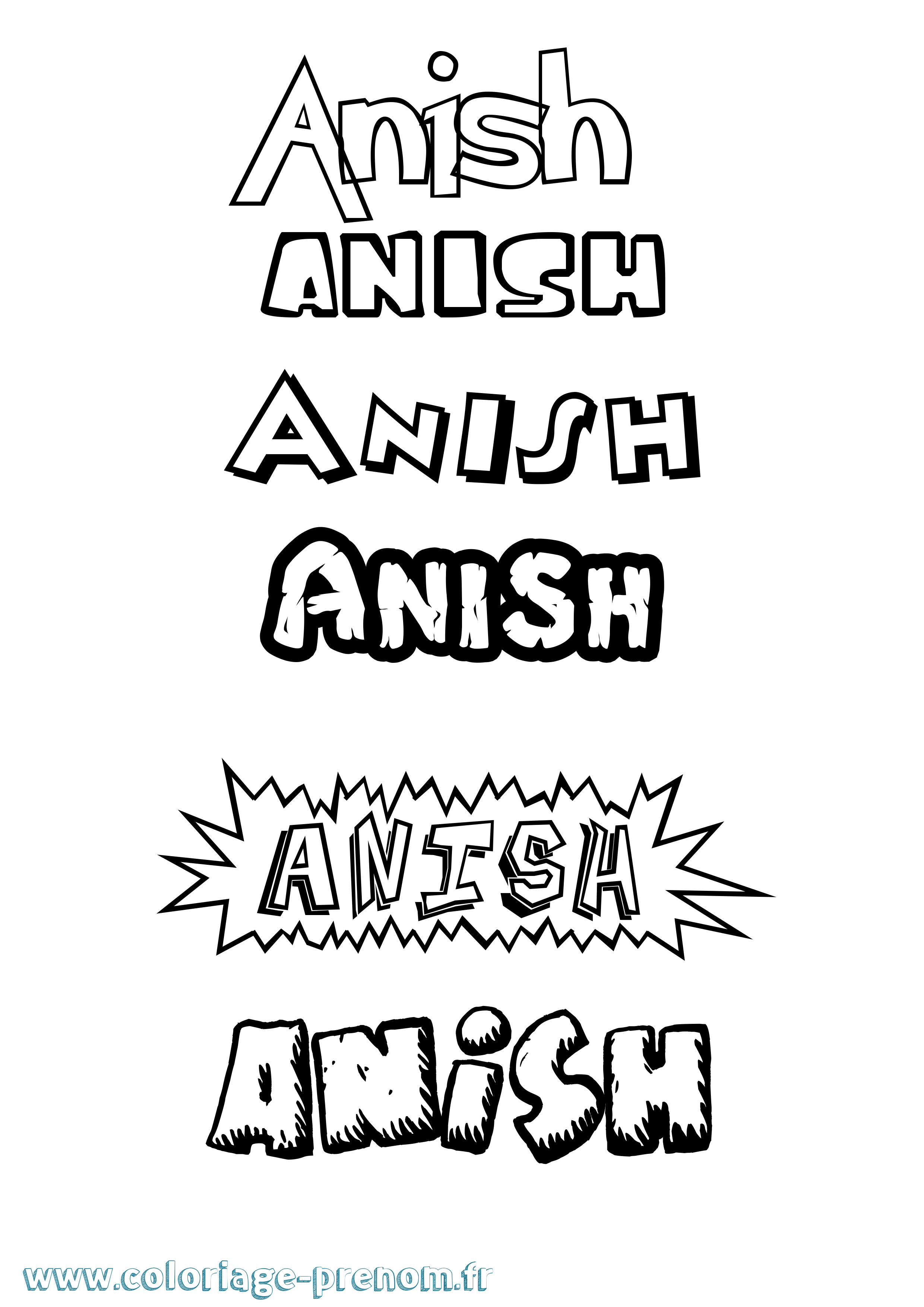 Coloriage prénom Anish Dessin Animé