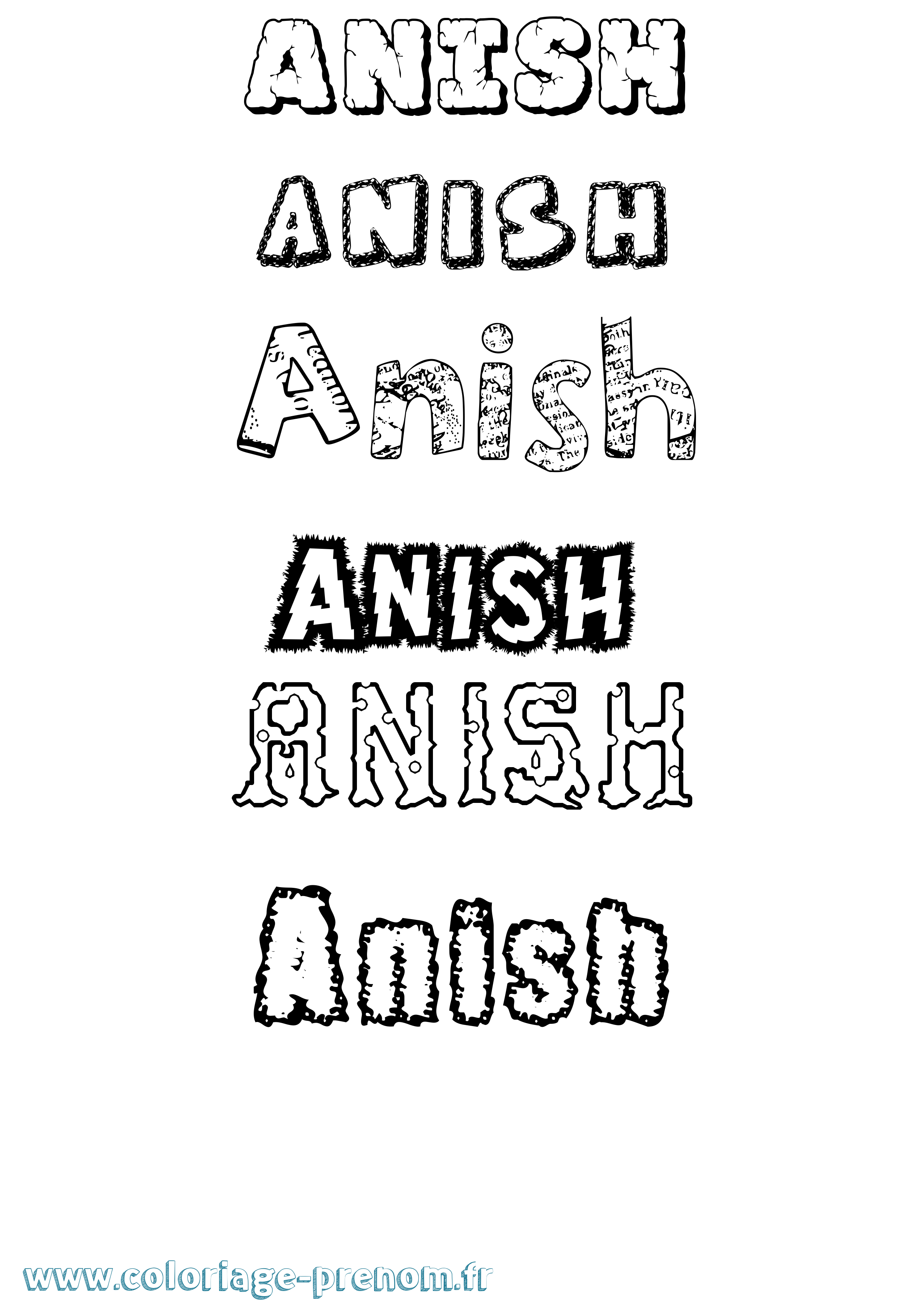 Coloriage prénom Anish Destructuré