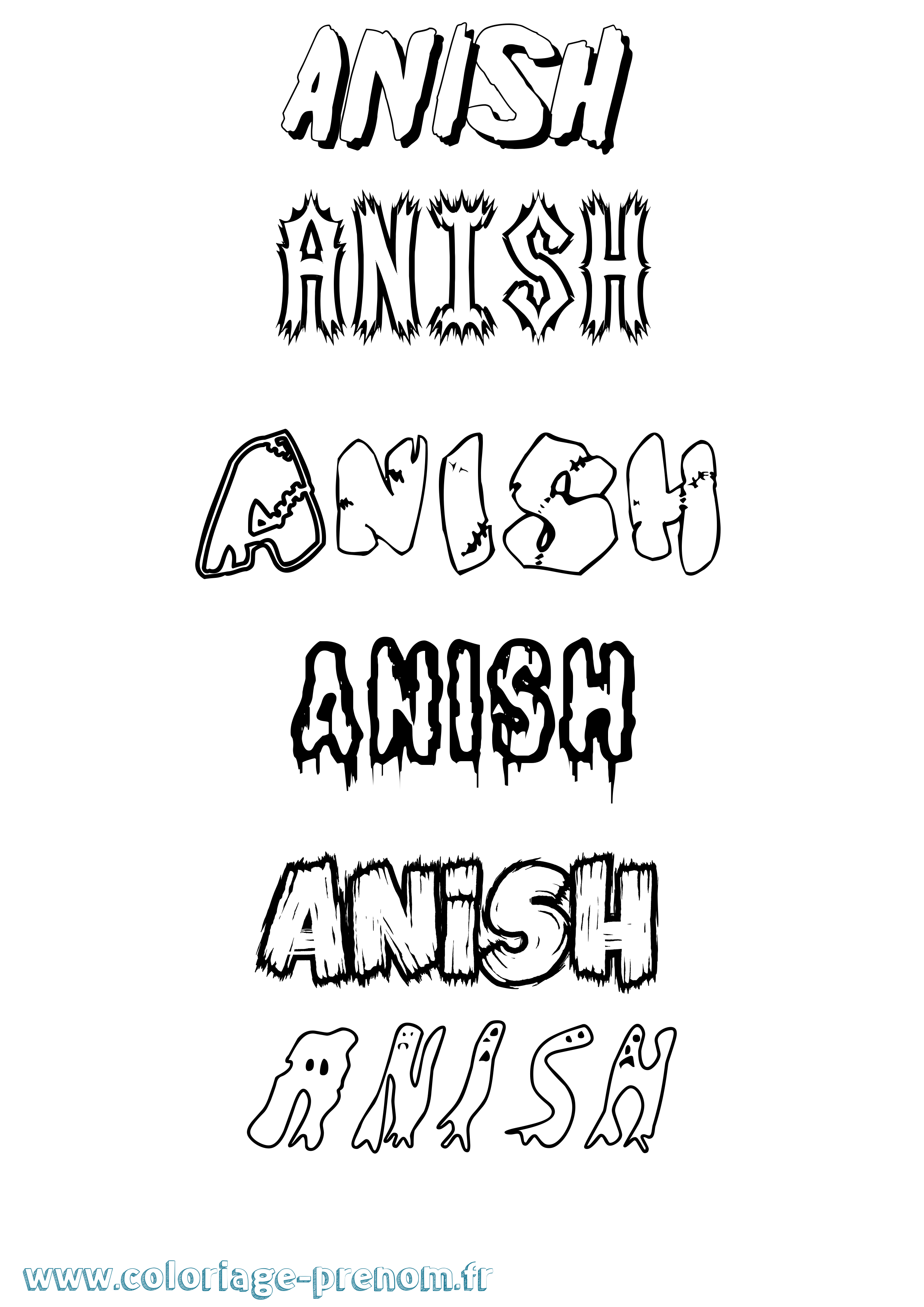 Coloriage prénom Anish Frisson