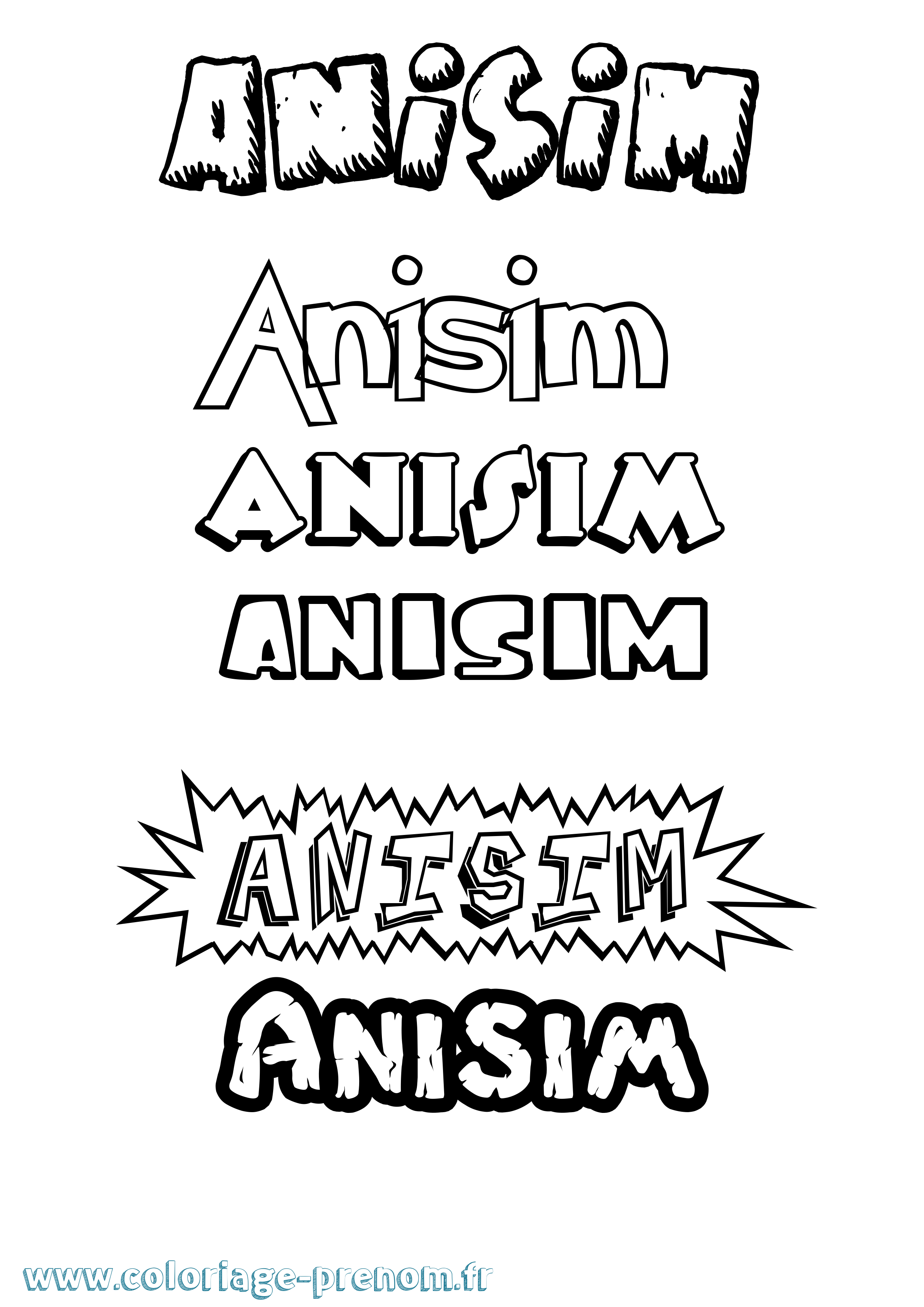 Coloriage prénom Anisim Dessin Animé