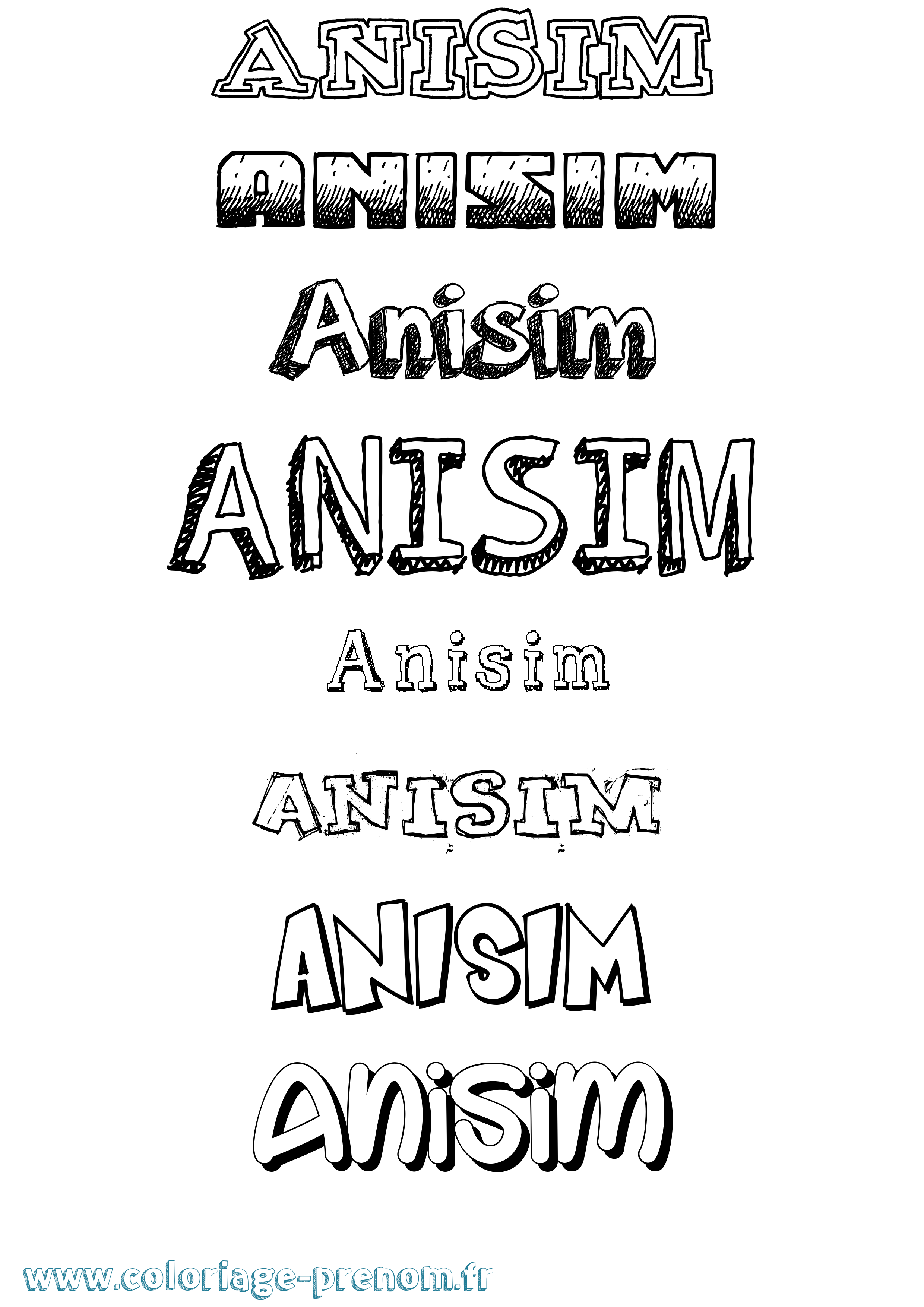 Coloriage prénom Anisim Dessiné