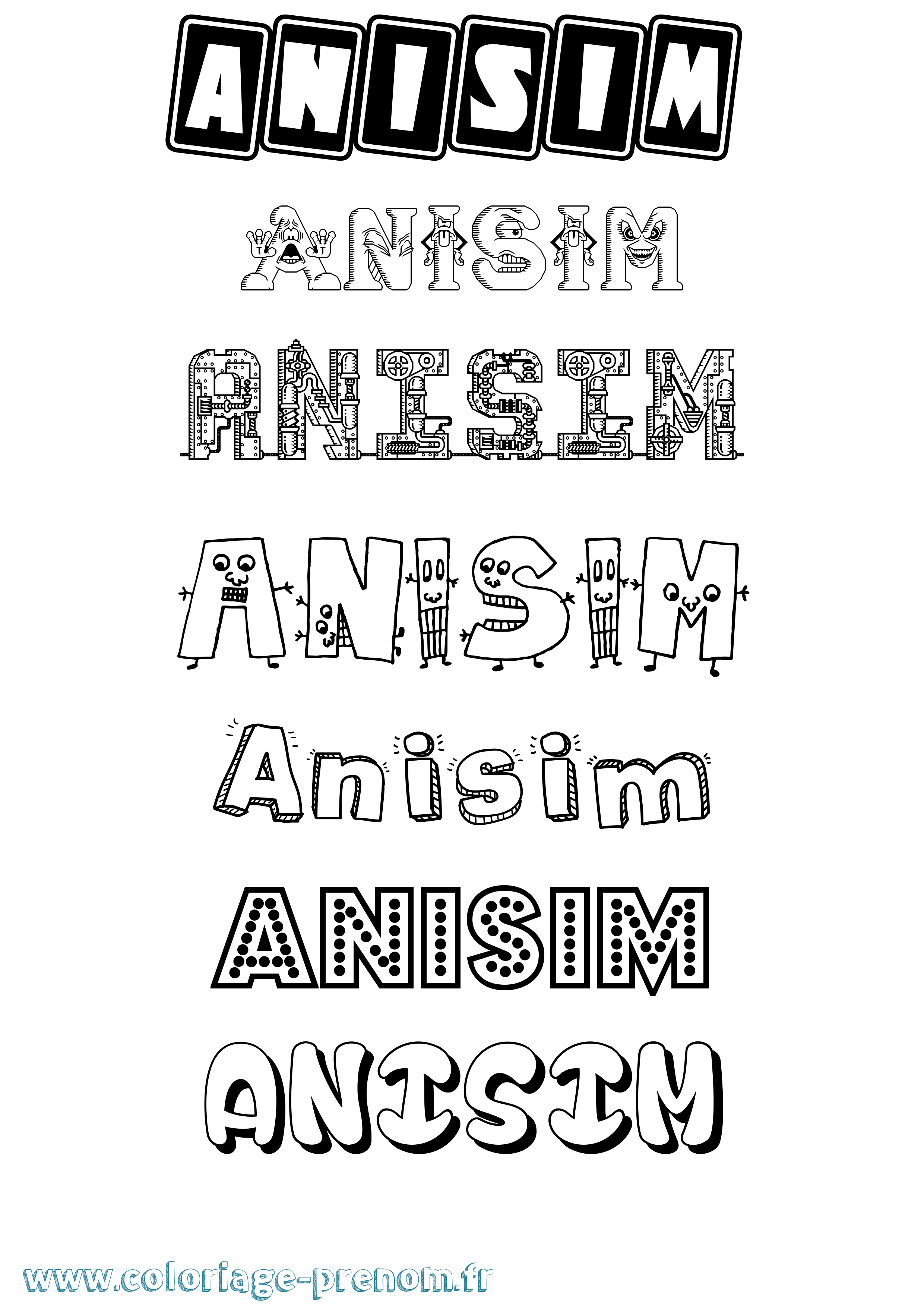 Coloriage prénom Anisim Fun