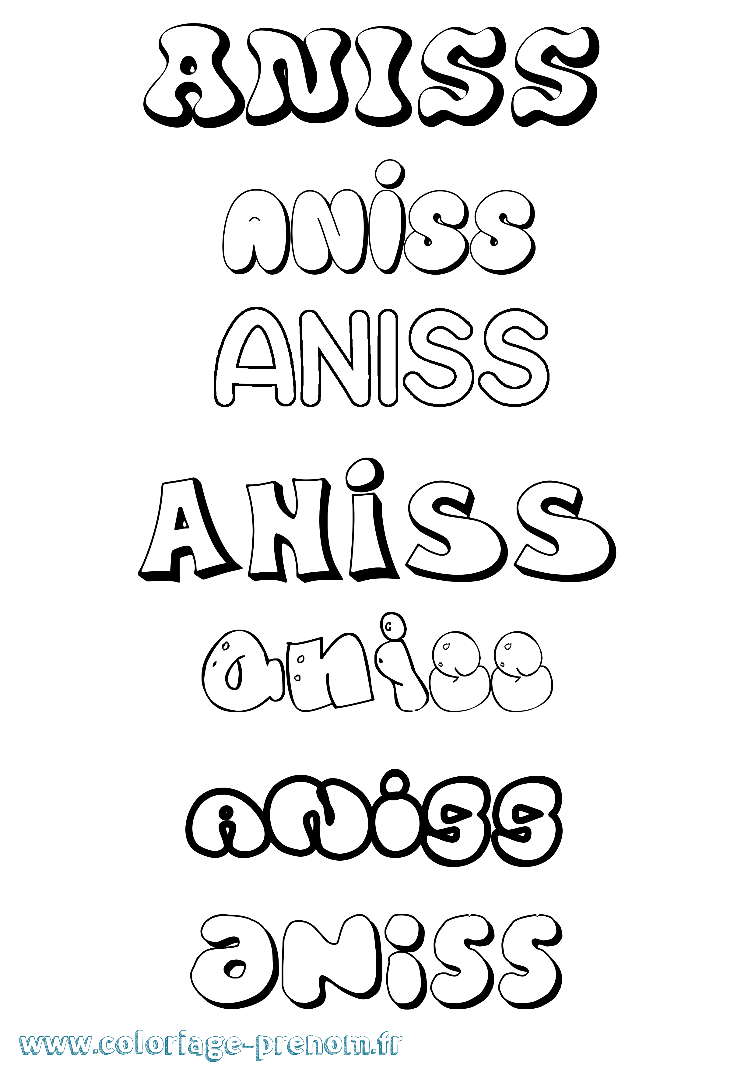 Coloriage Aniss Bubble Coloriage prénom Aniss Bubble