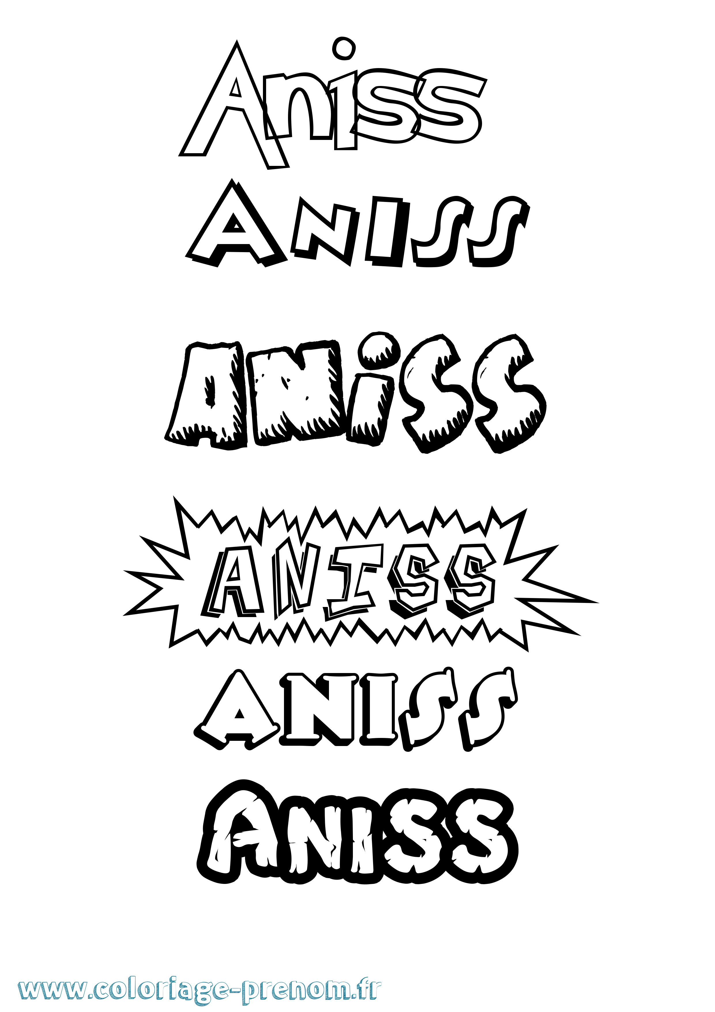 Coloriage Aniss Dessin Animé Coloriage prénom Aniss Dessin Animé