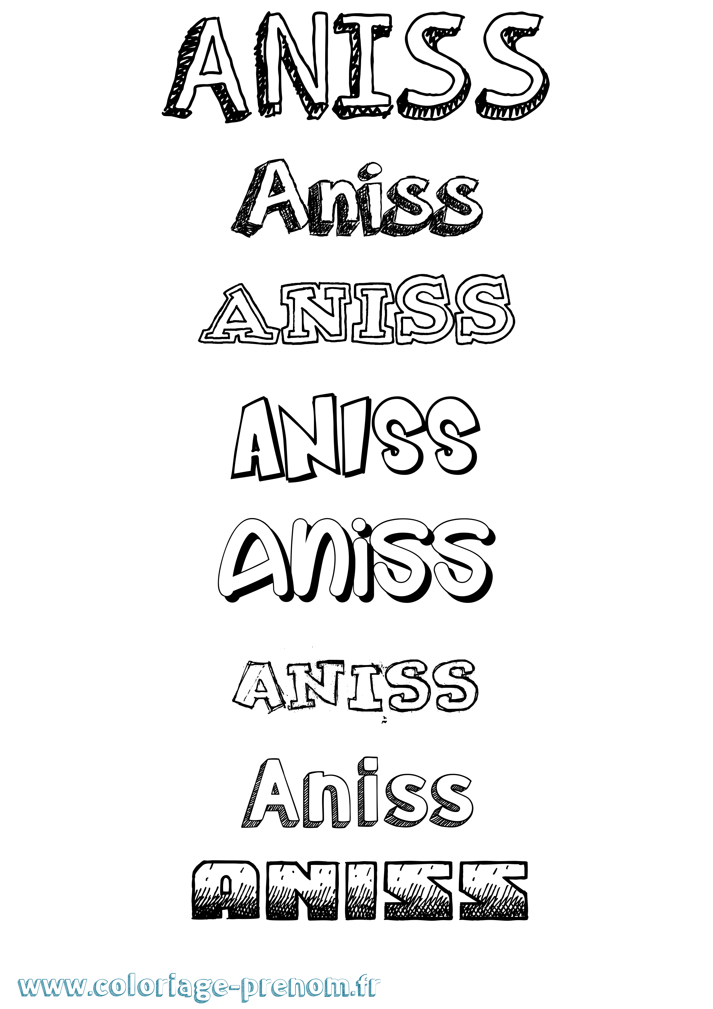 Coloriage Aniss Dessiné Coloriage prénom Aniss Dessiné