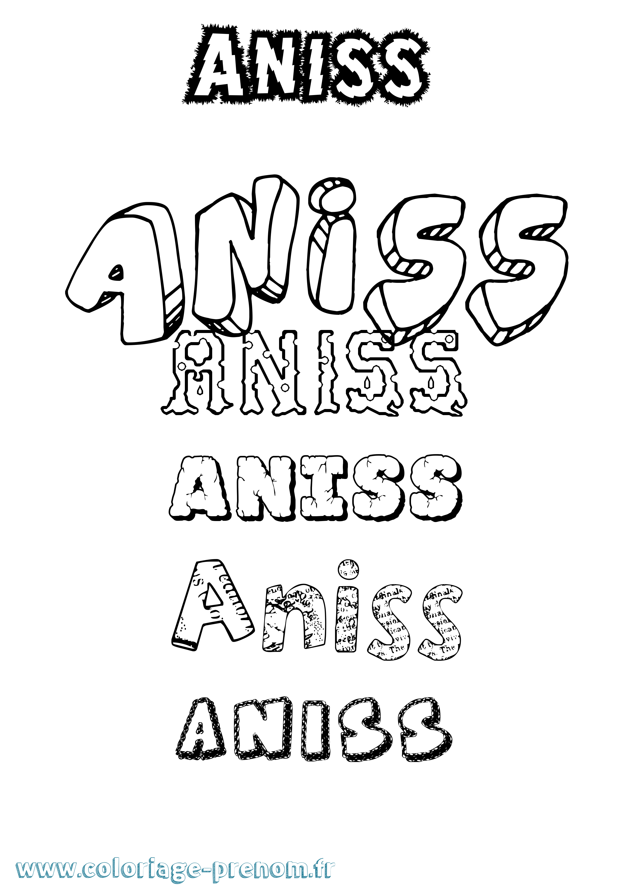 Coloriage Aniss Destructuré Coloriage prénom Aniss Destructuré
