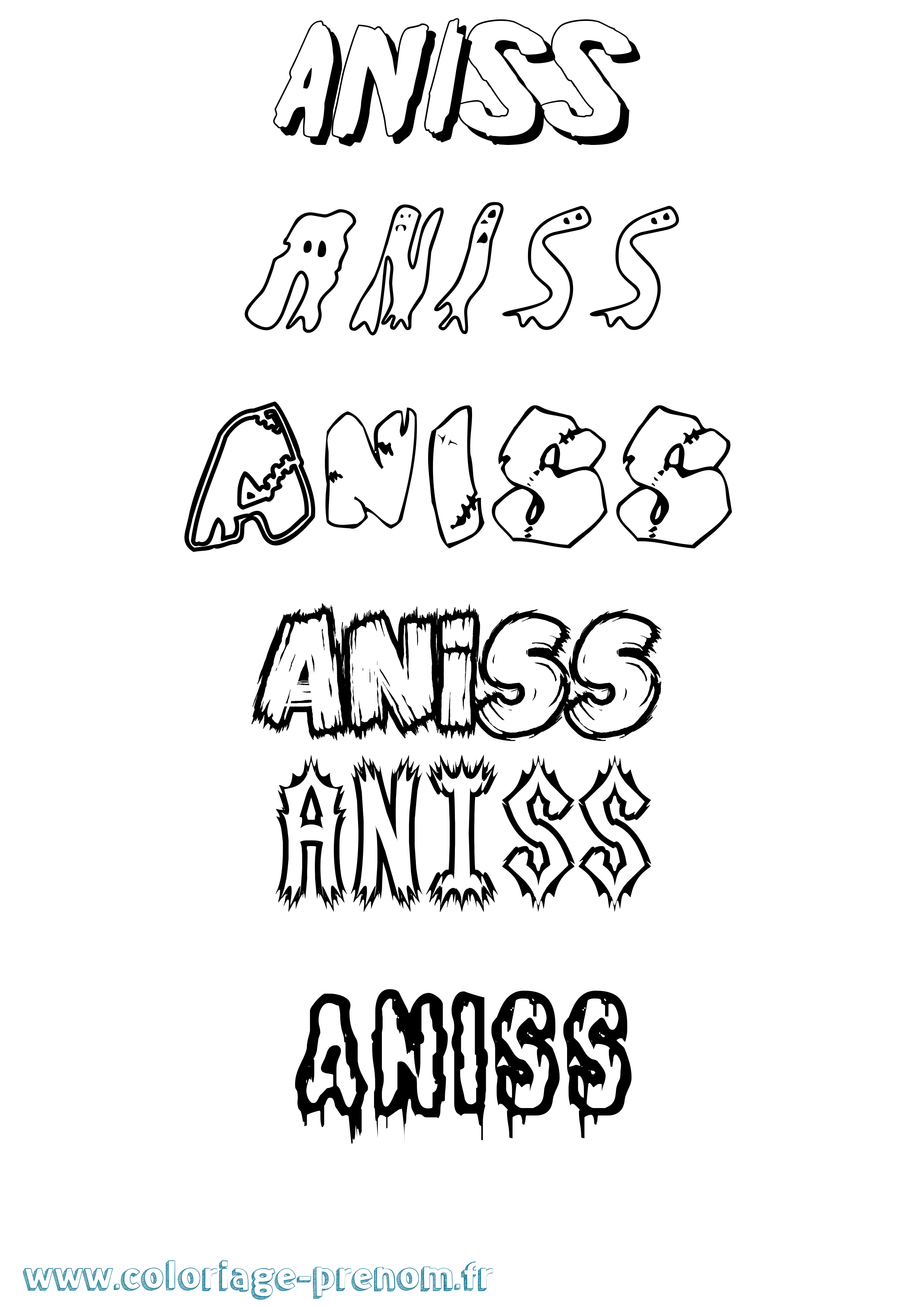 Coloriage Aniss Frisson Coloriage prénom Aniss Frisson