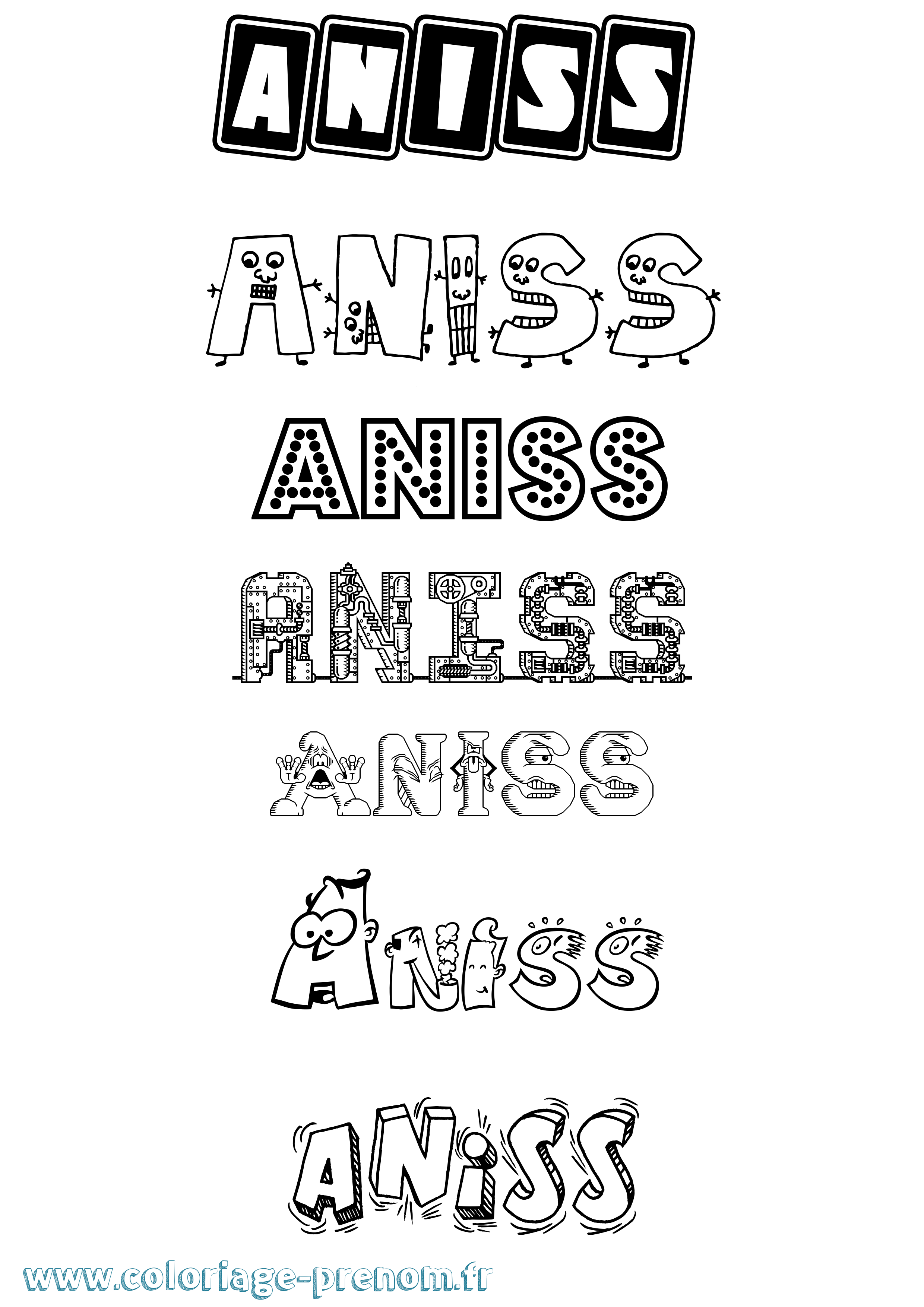 Coloriage Aniss Fun Coloriage prénom Aniss Fun