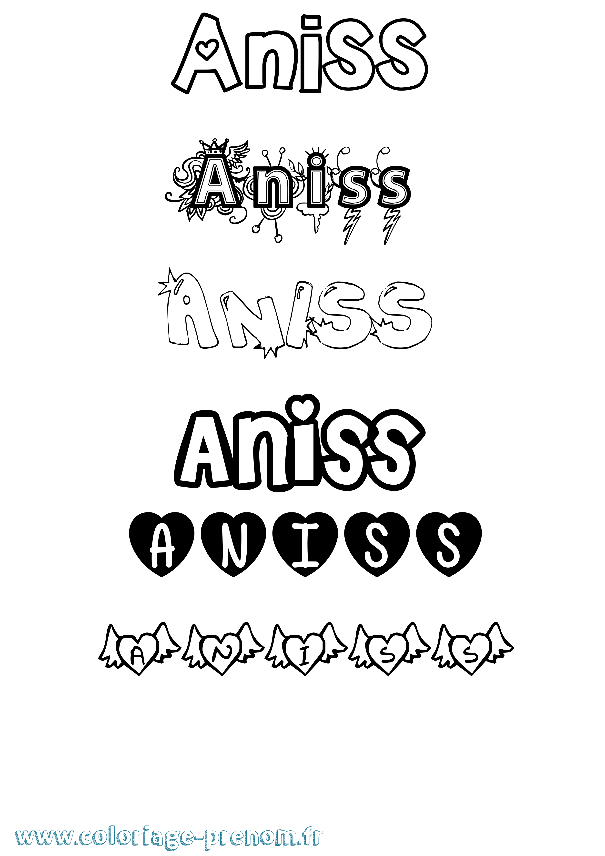 Coloriage Aniss Girly Coloriage prénom Aniss Girly