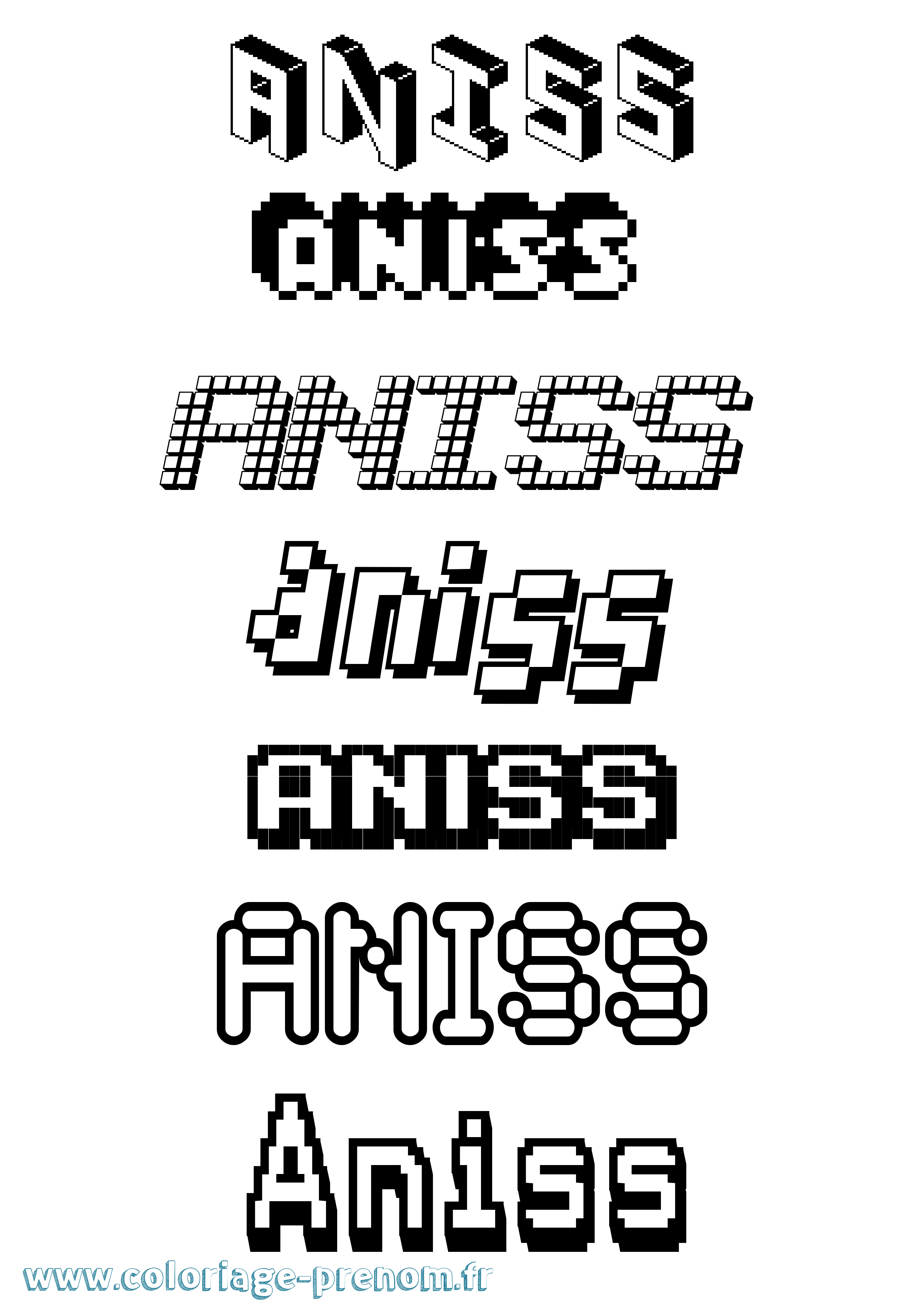 Coloriage Aniss Pixel Coloriage prénom Aniss Pixel