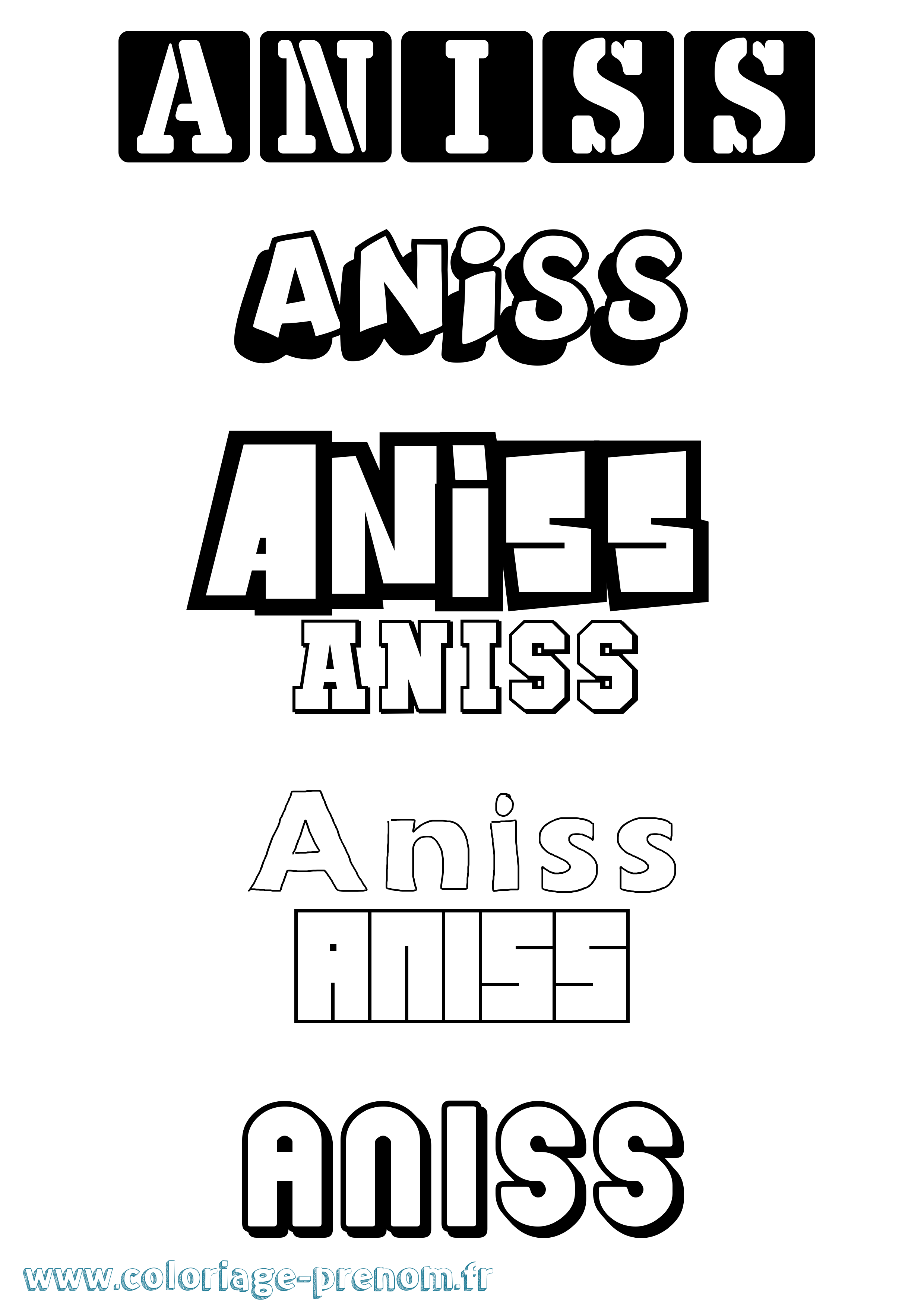 Coloriage Aniss Simple Coloriage prénom Aniss Simple