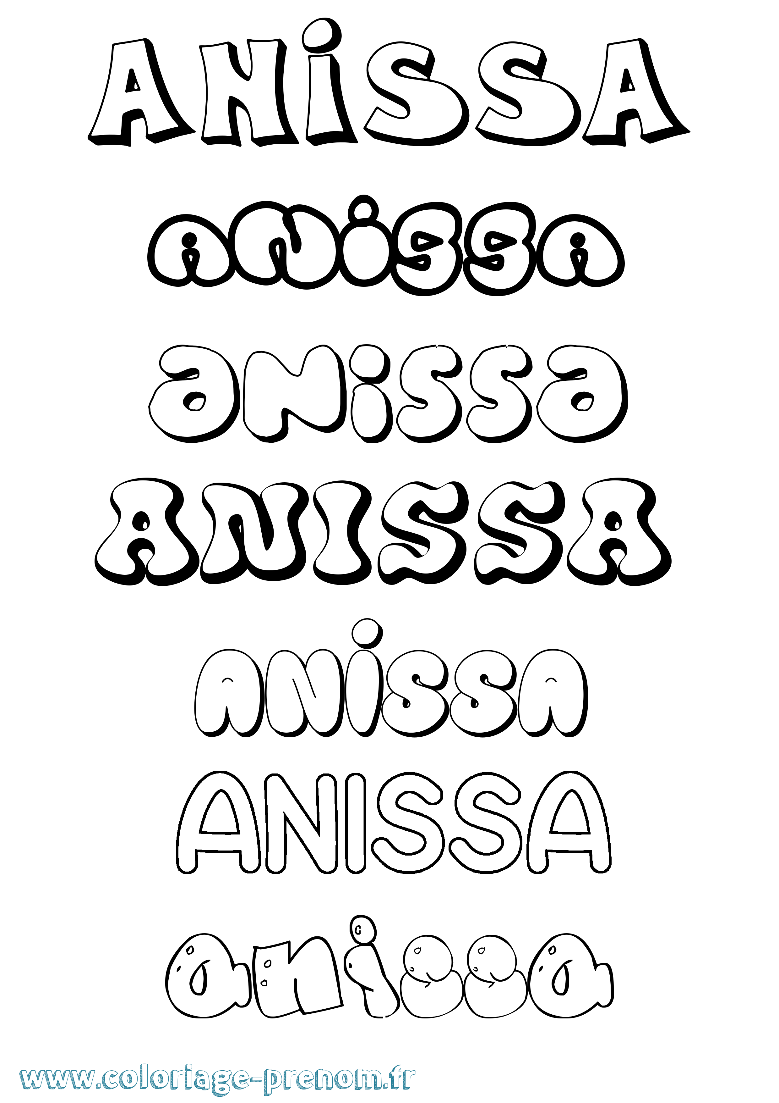 Coloriage Anissa Coloriage prénom Anissa