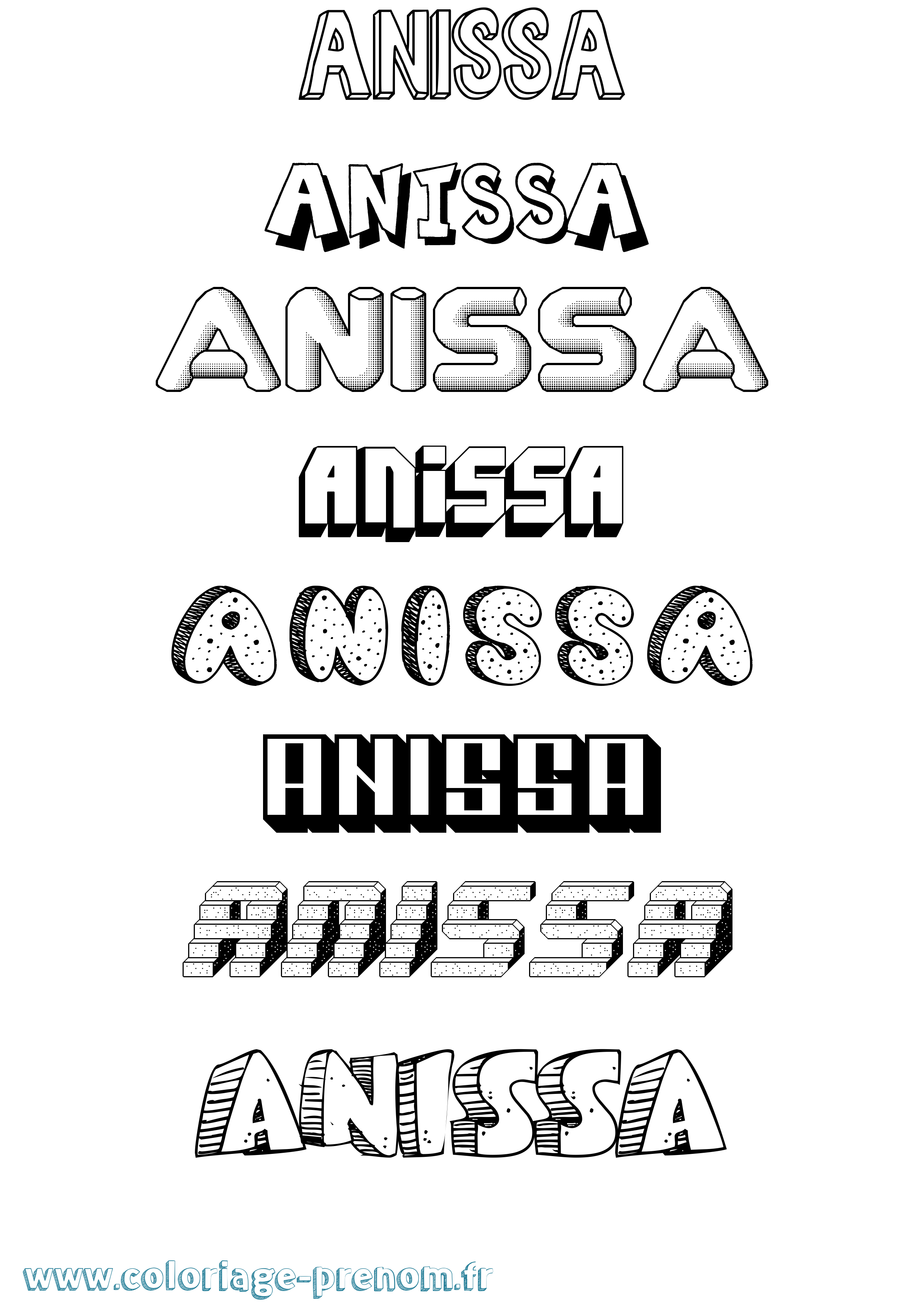 Coloriage Anissa Coloriage prénom Anissa