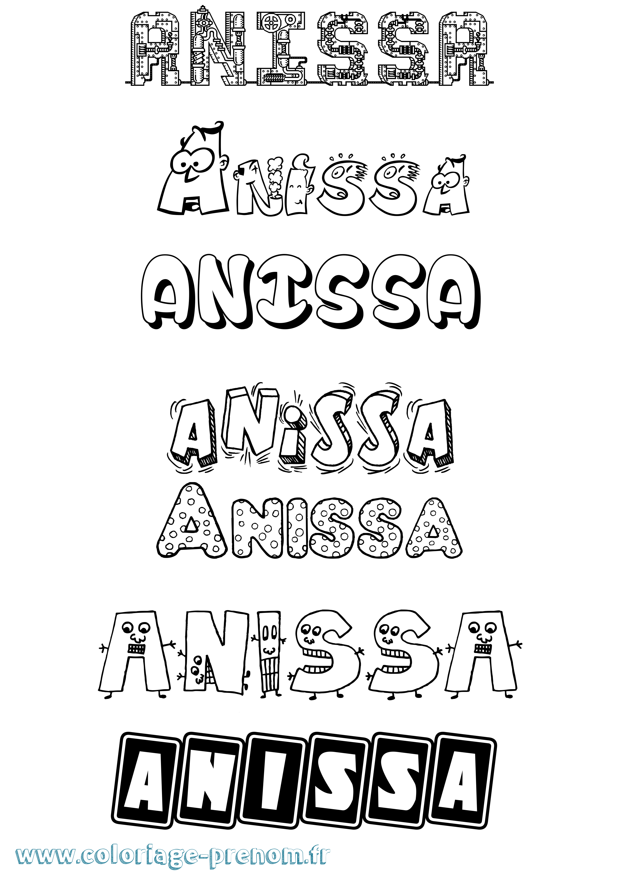 Coloriage Anissa Coloriage prénom Anissa