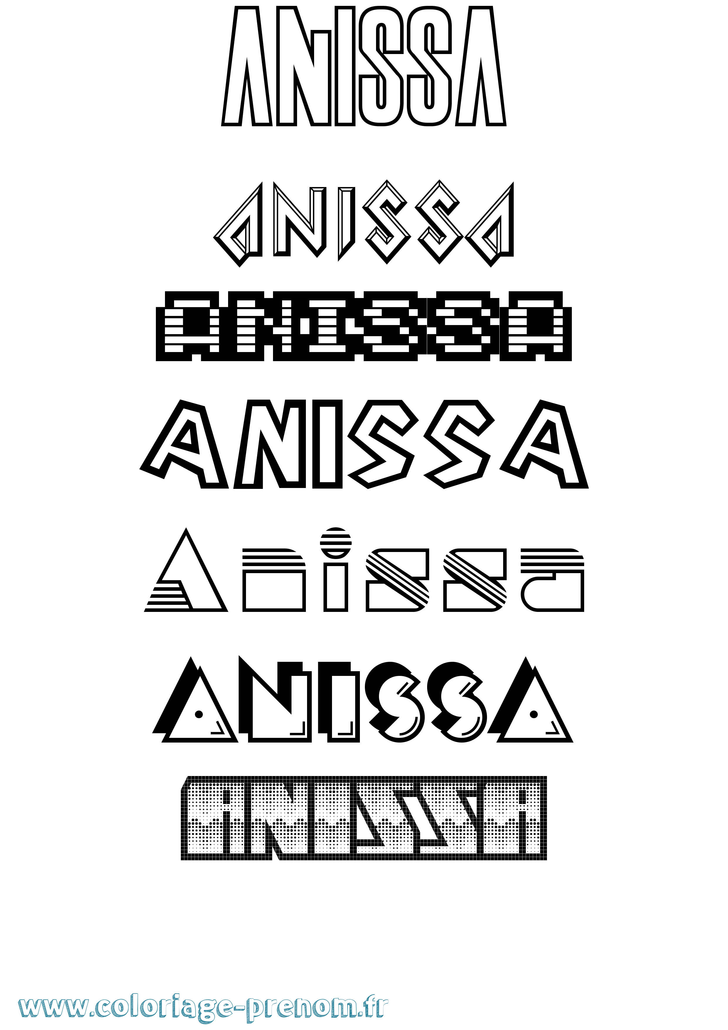 Coloriage Anissa Coloriage prénom Anissa