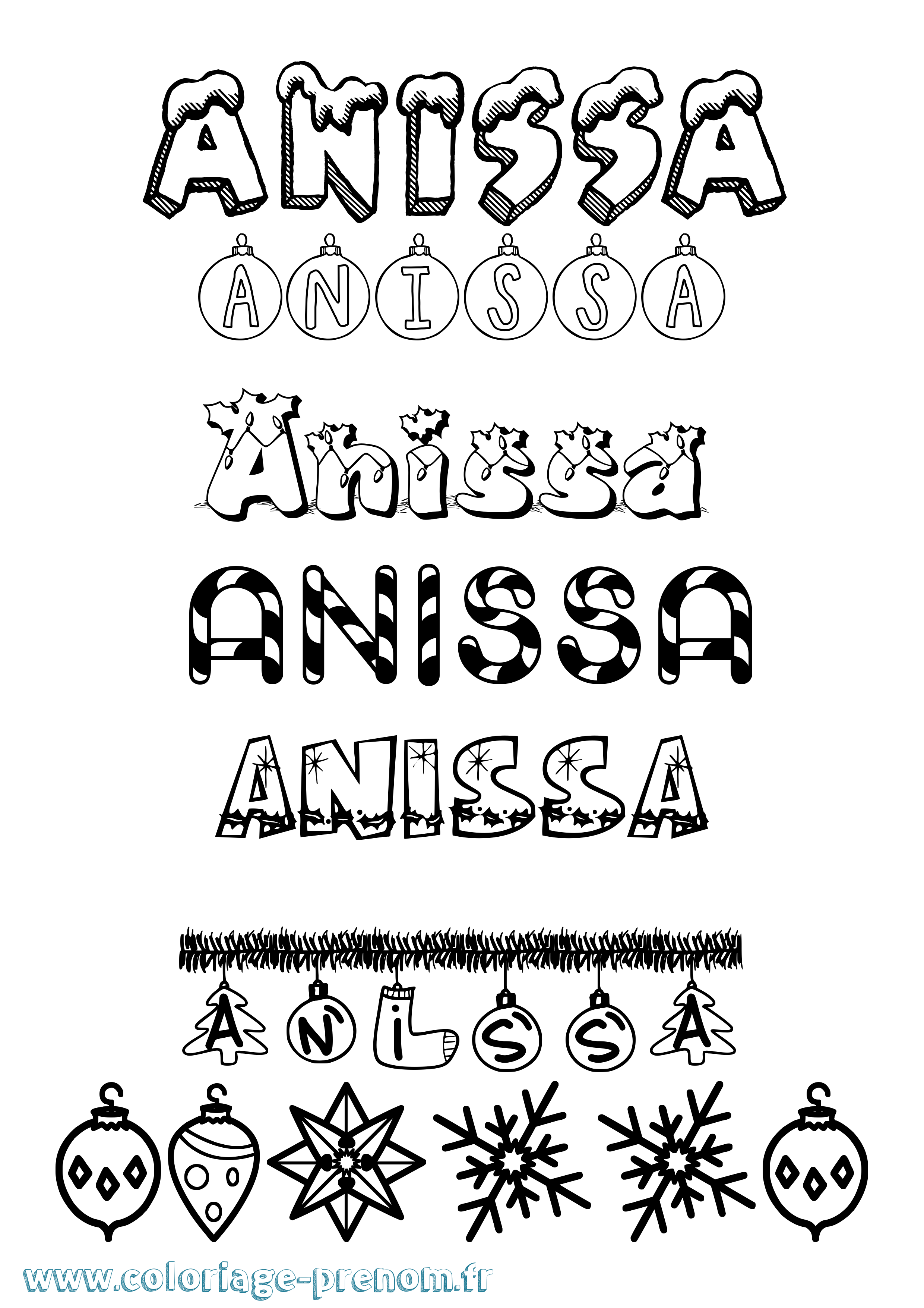 Coloriage Anissa Coloriage prénom Anissa