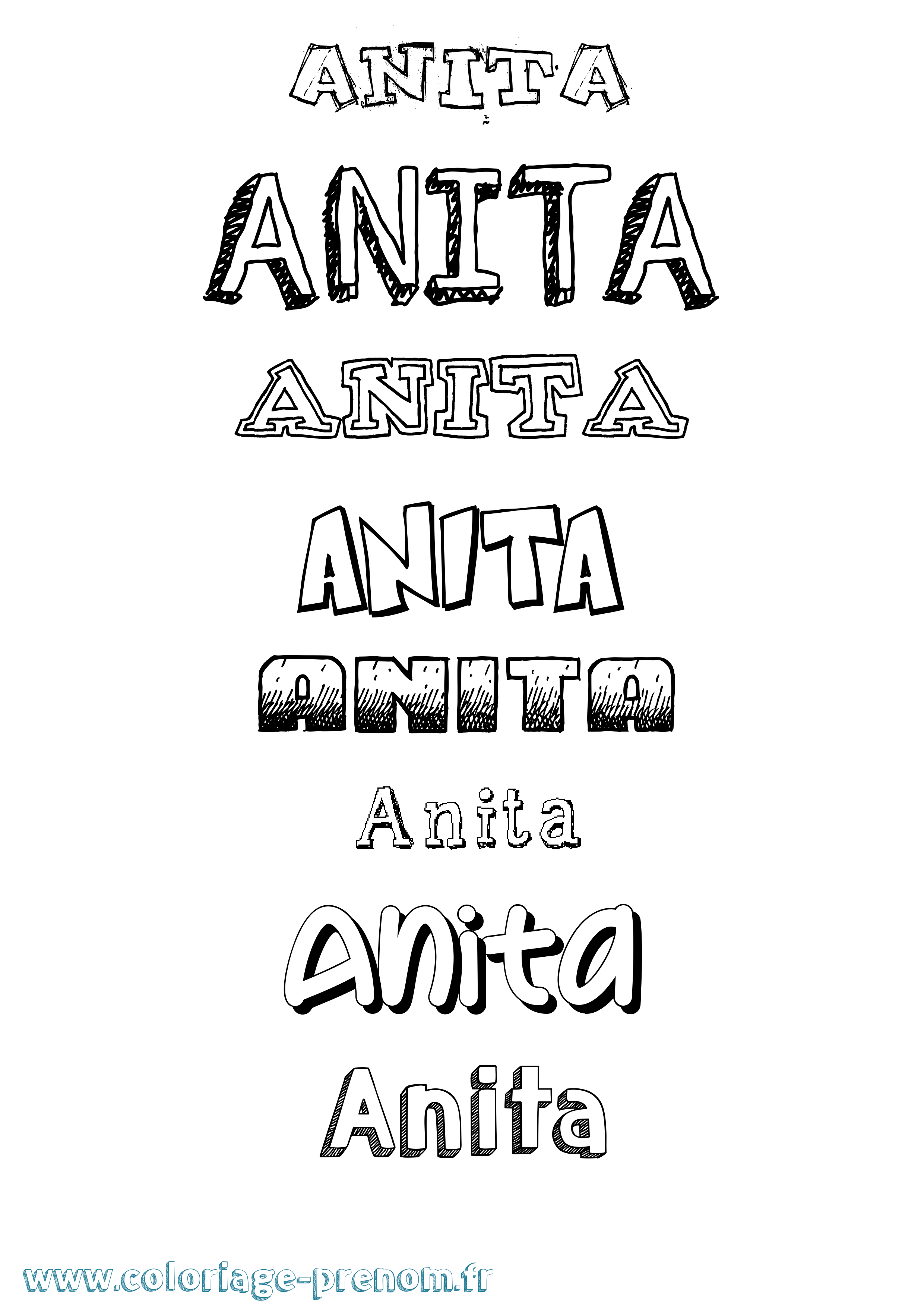 Coloriage prénom Anita Dessiné