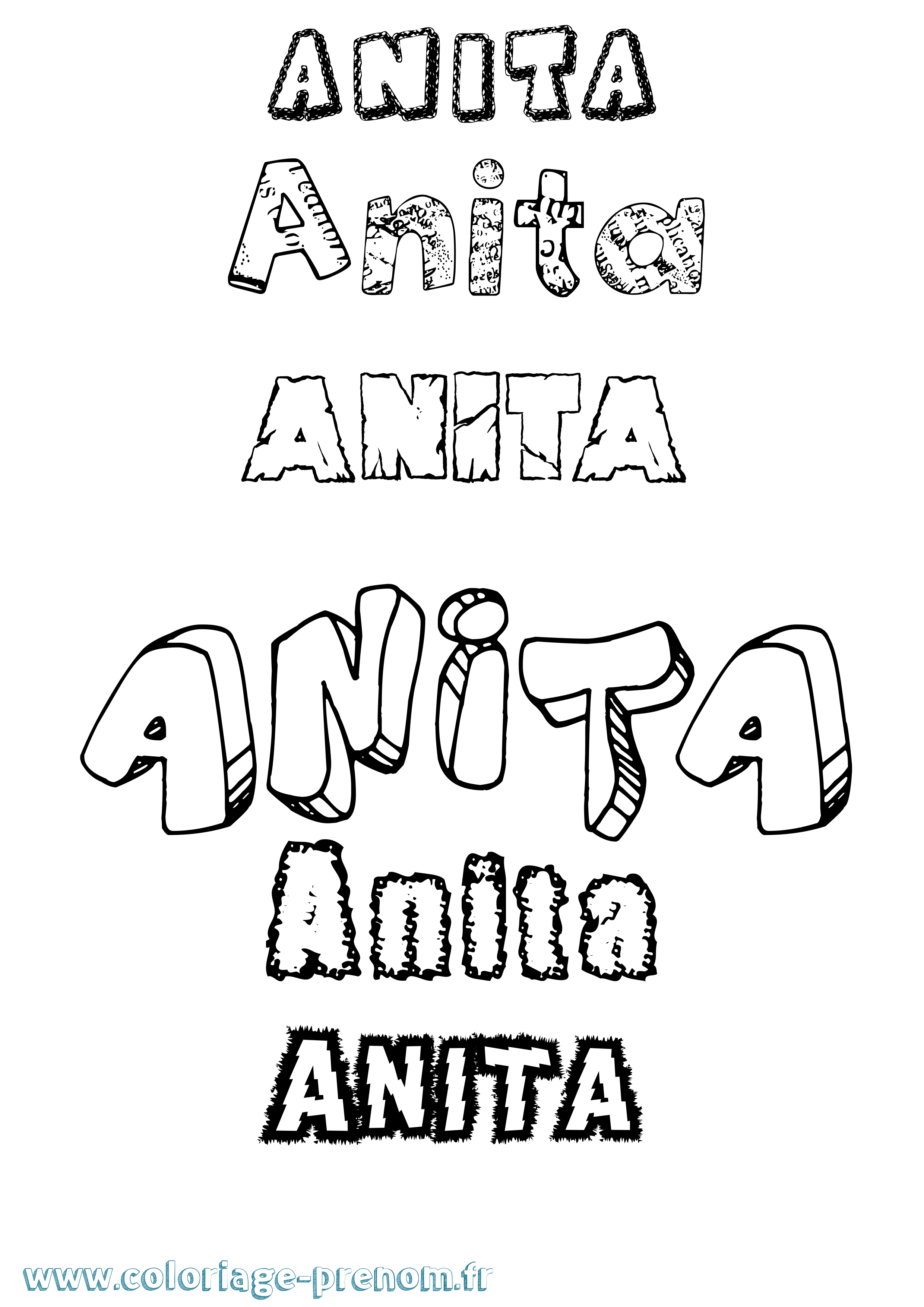 Coloriage prénom Anita Destructuré